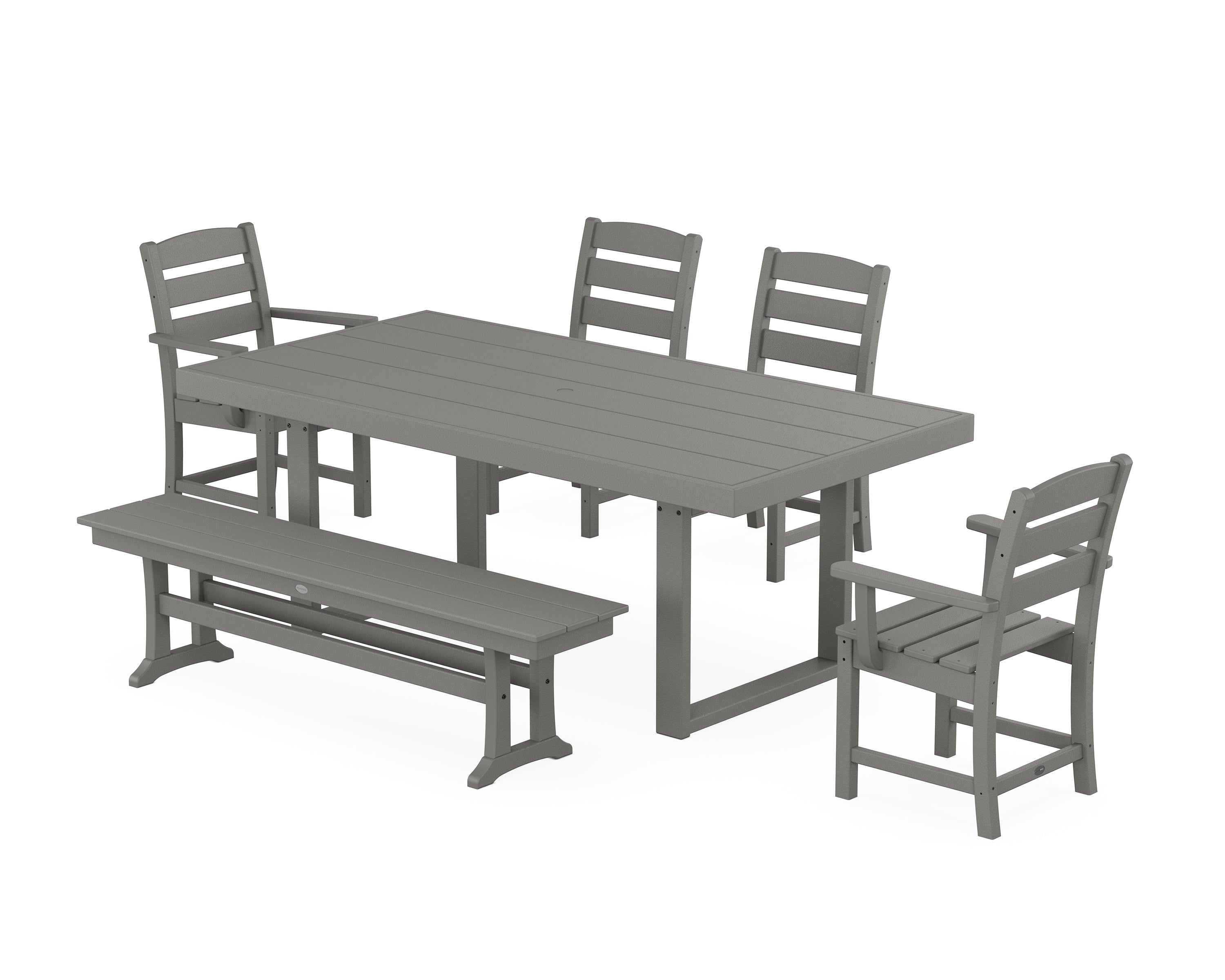 POLYWOOD® Lakeside 6-Piece Dining Set with Bench in Slate Grey