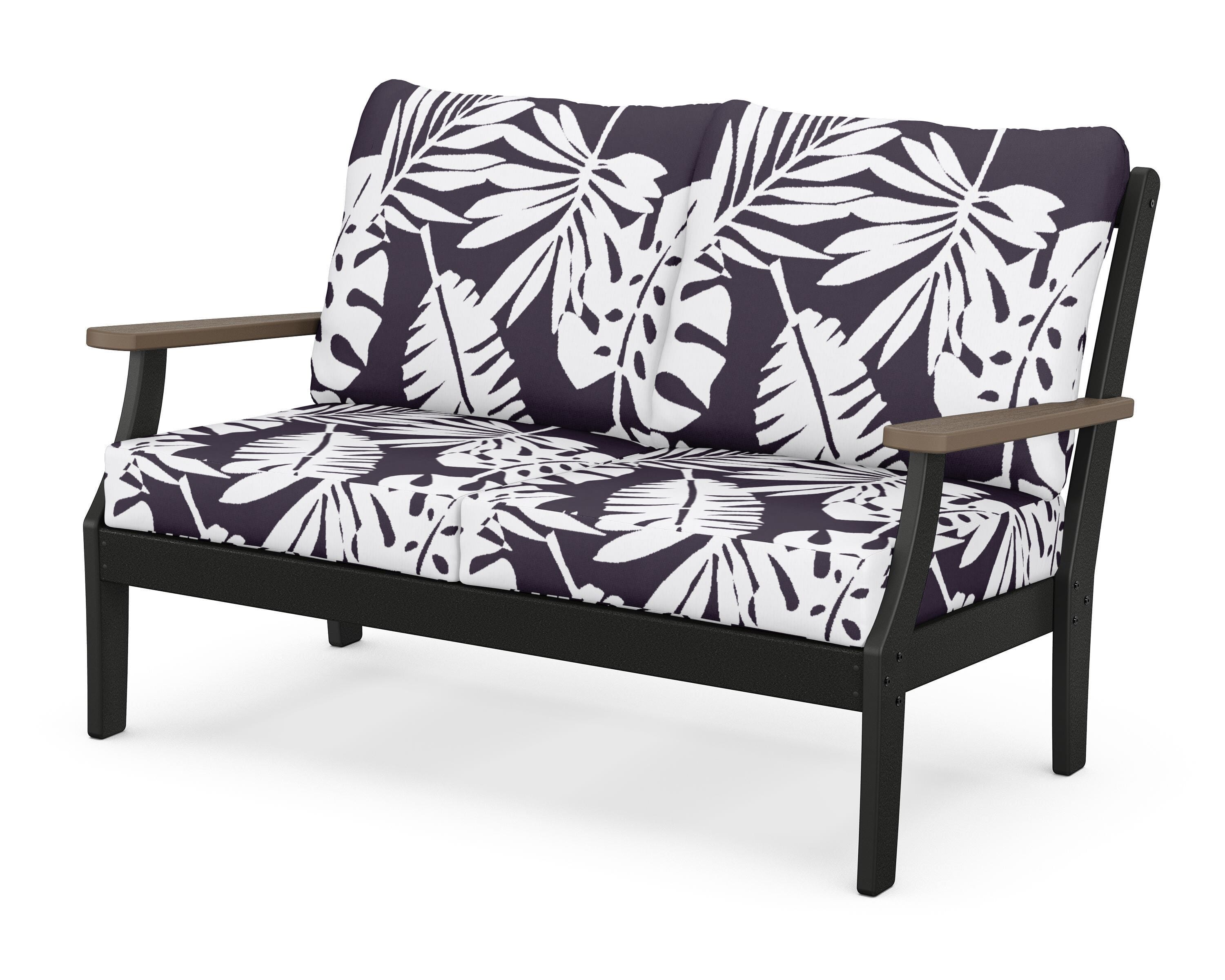 POLYWOOD® Braxton Deep Seating Loveseat in Black / Kona / Leaf Navy
