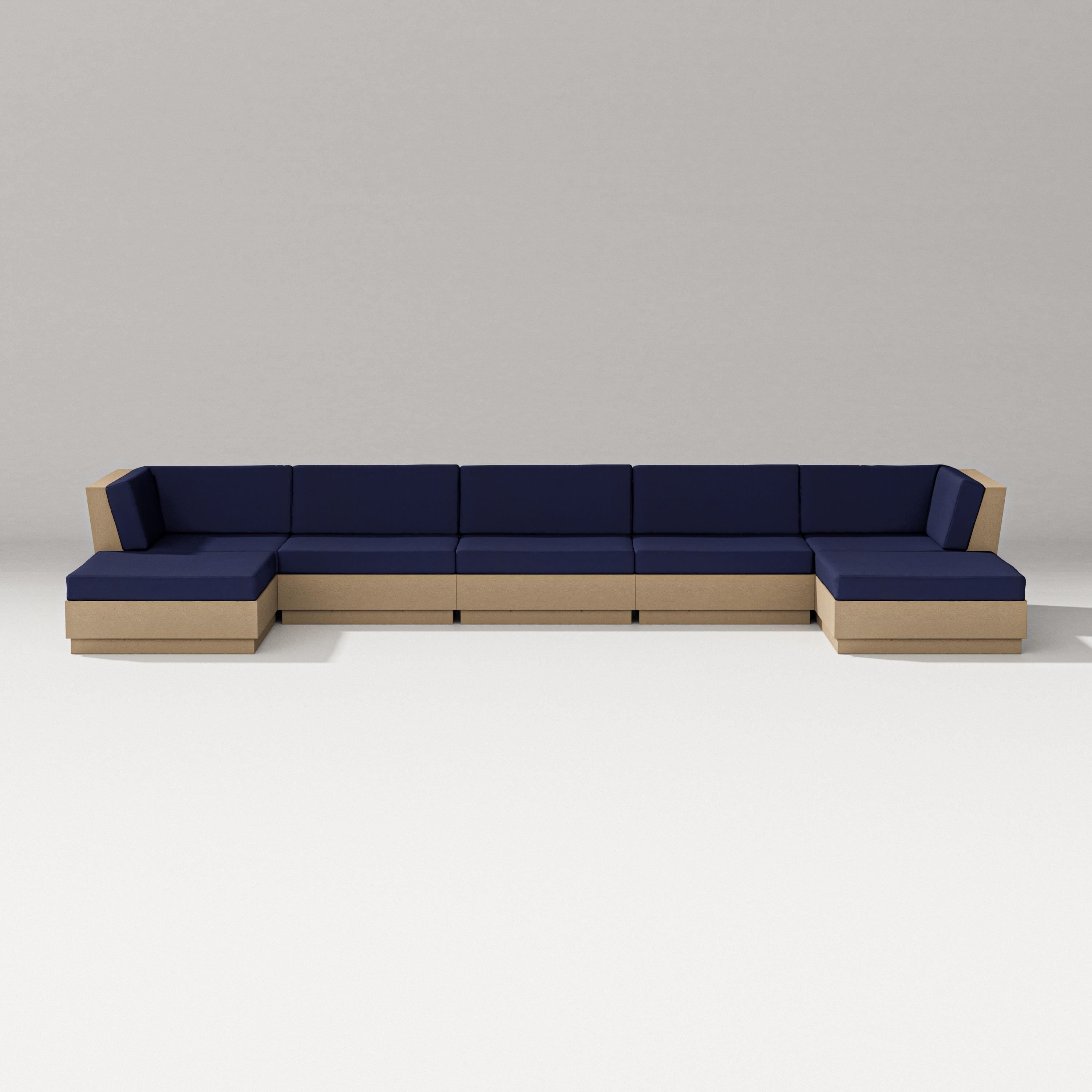 PW Designer Series Elevate 7-Piece Double Chaise Sectional in Vintage Sahara / Navy