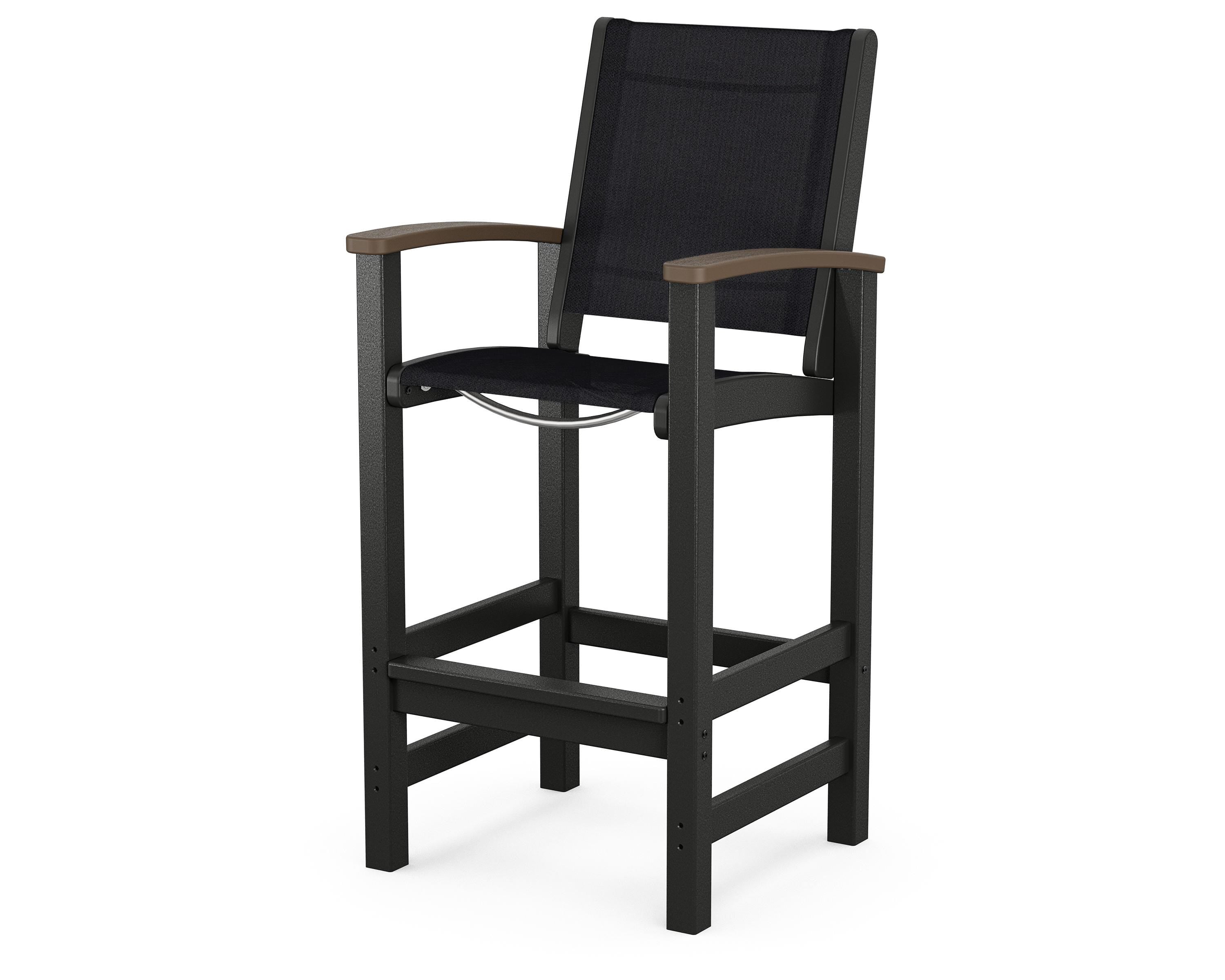 POLYWOOD® Coastal Bar Chair in Black / Kona / Black Sling