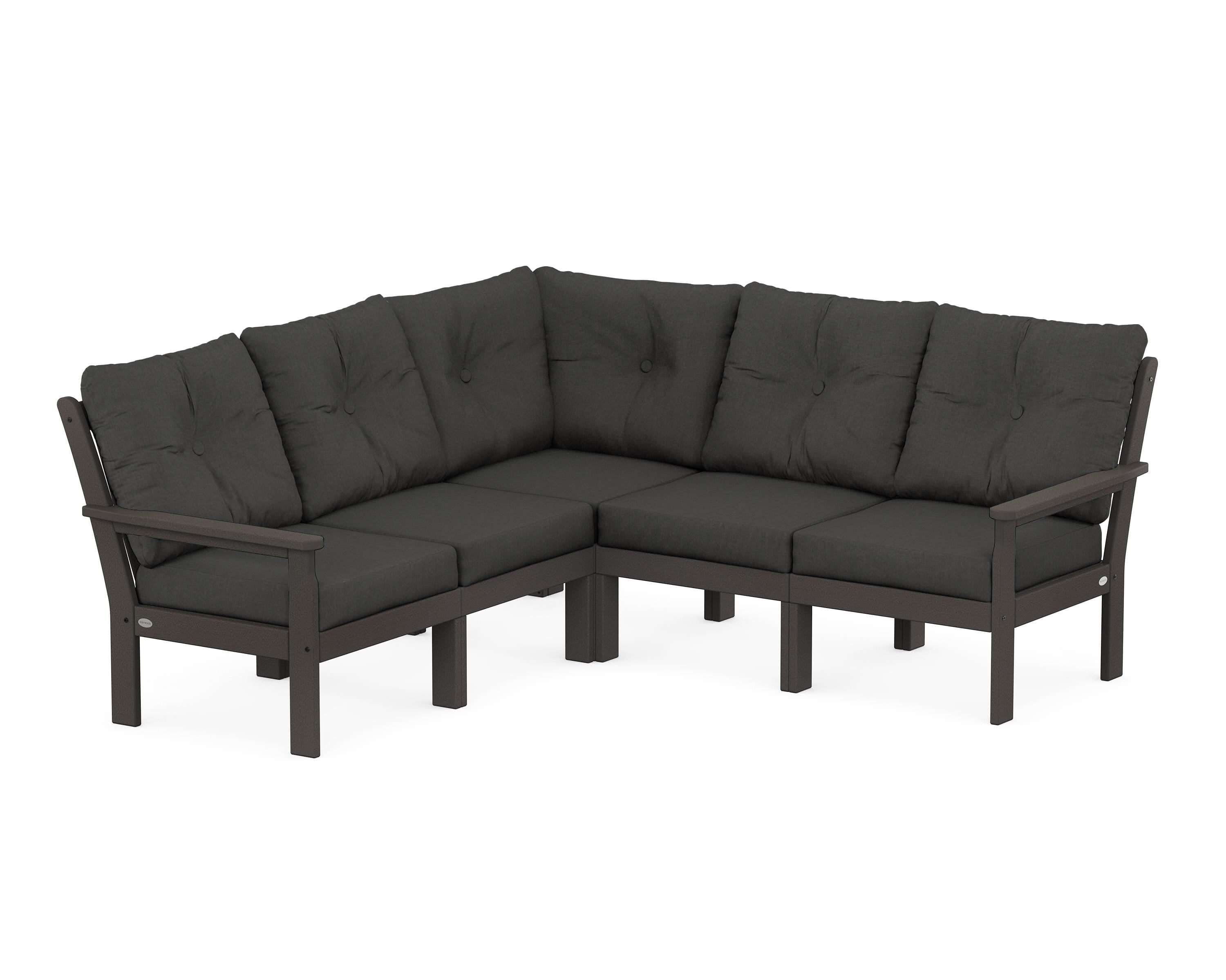 POLYWOOD® Vineyard 5-Piece Sectional in Vintage Coffee / Spectrum Carbon