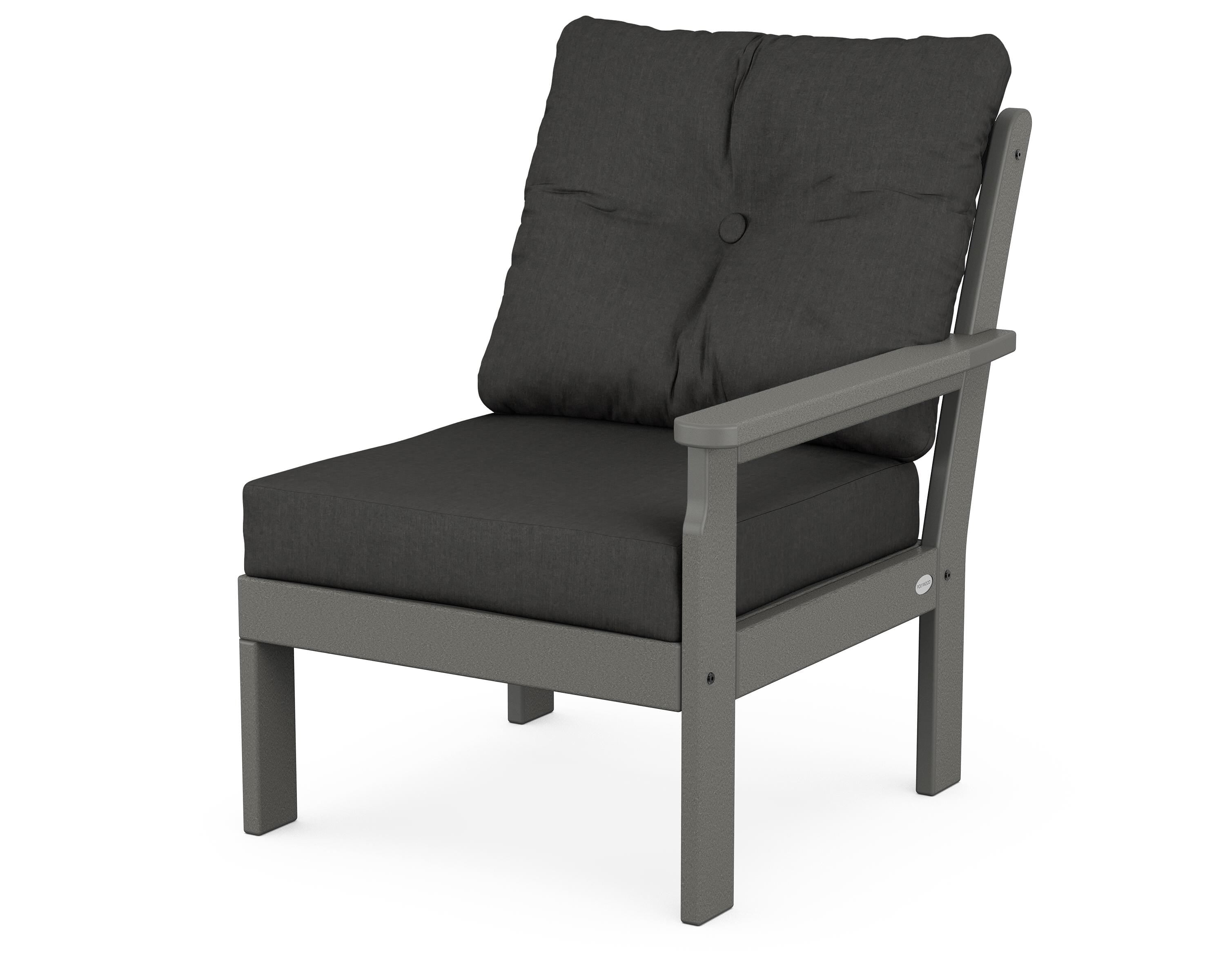 POLYWOOD® Vineyard Modular Right Arm Chair in Slate Grey / Spectrum Carbon