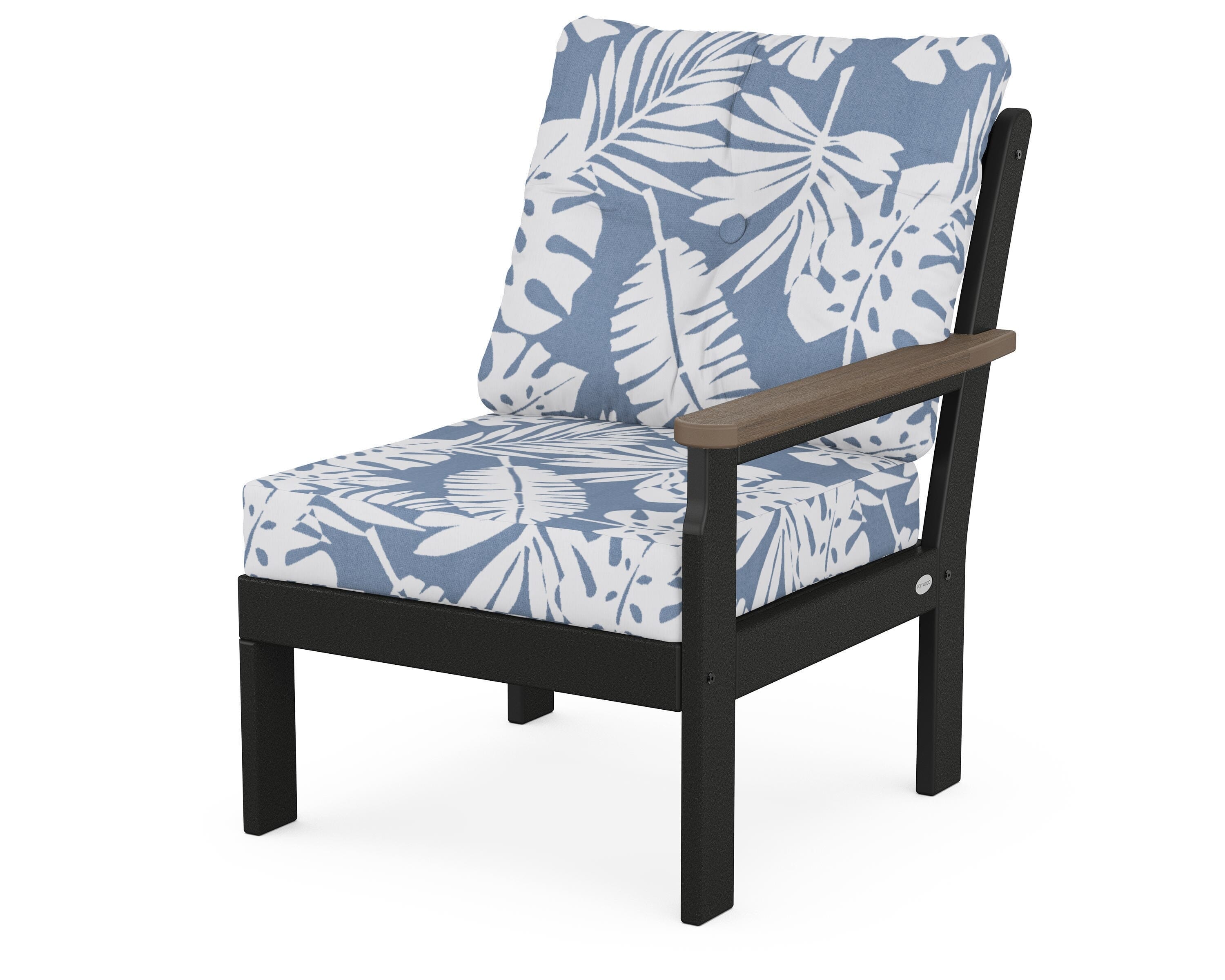 POLYWOOD® Vineyard Modular Right Arm Chair in Black / Kona / Leaf Sky Blue