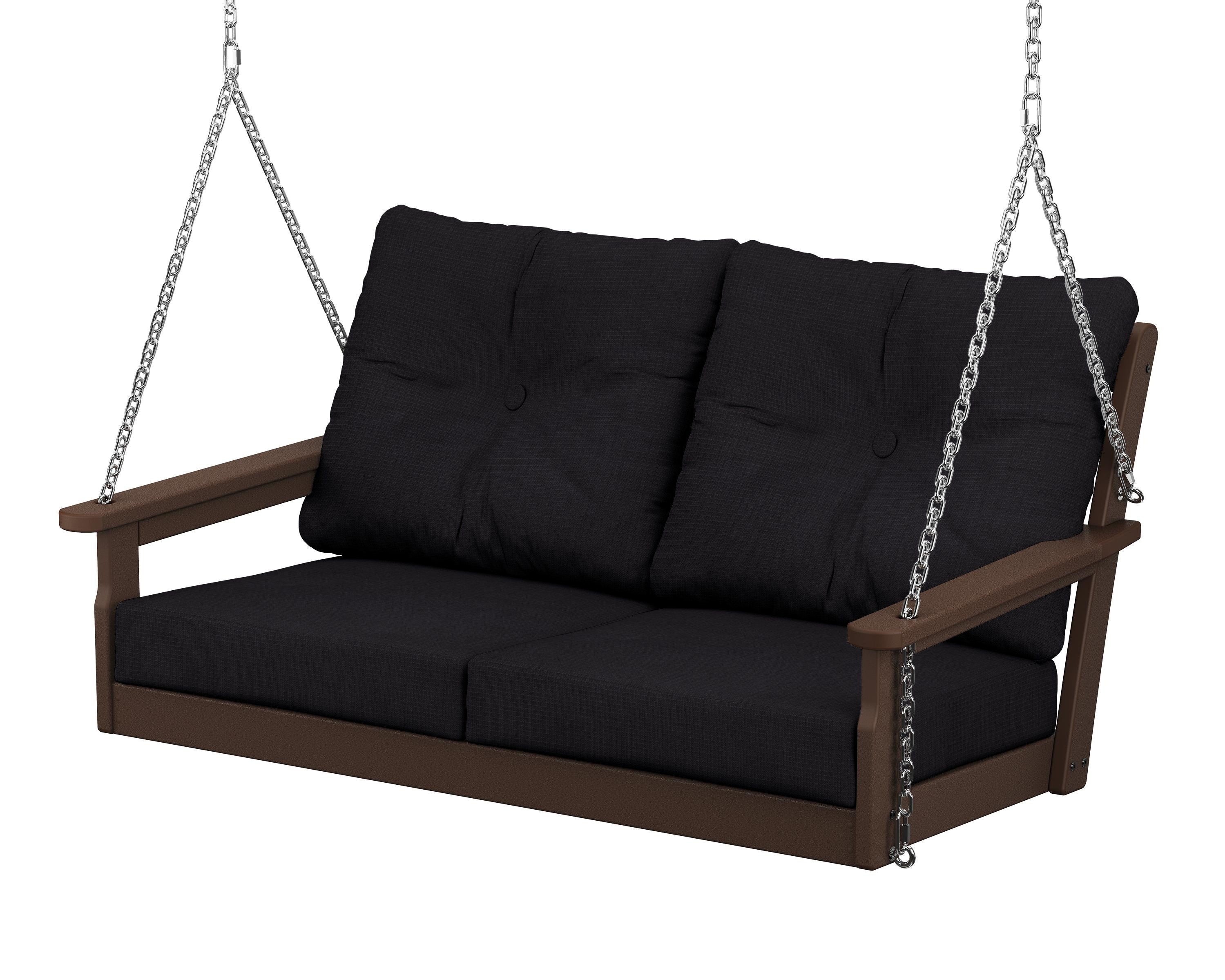 POLYWOOD® Vineyard Deep Seating Swing in Mahogany / Midnight Linen