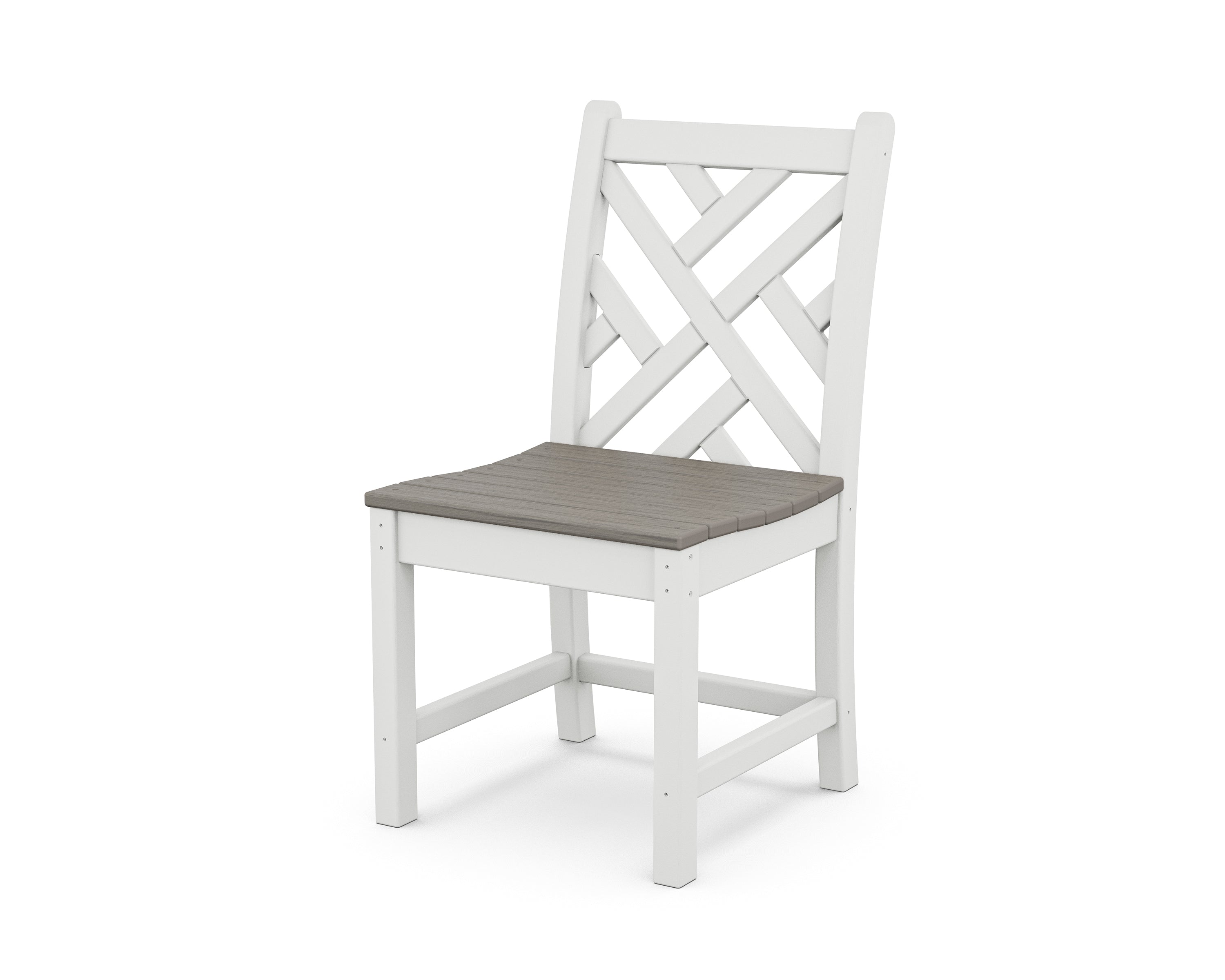 POLYWOOD® Chippendale Dining Side Chair in White / Driftwood