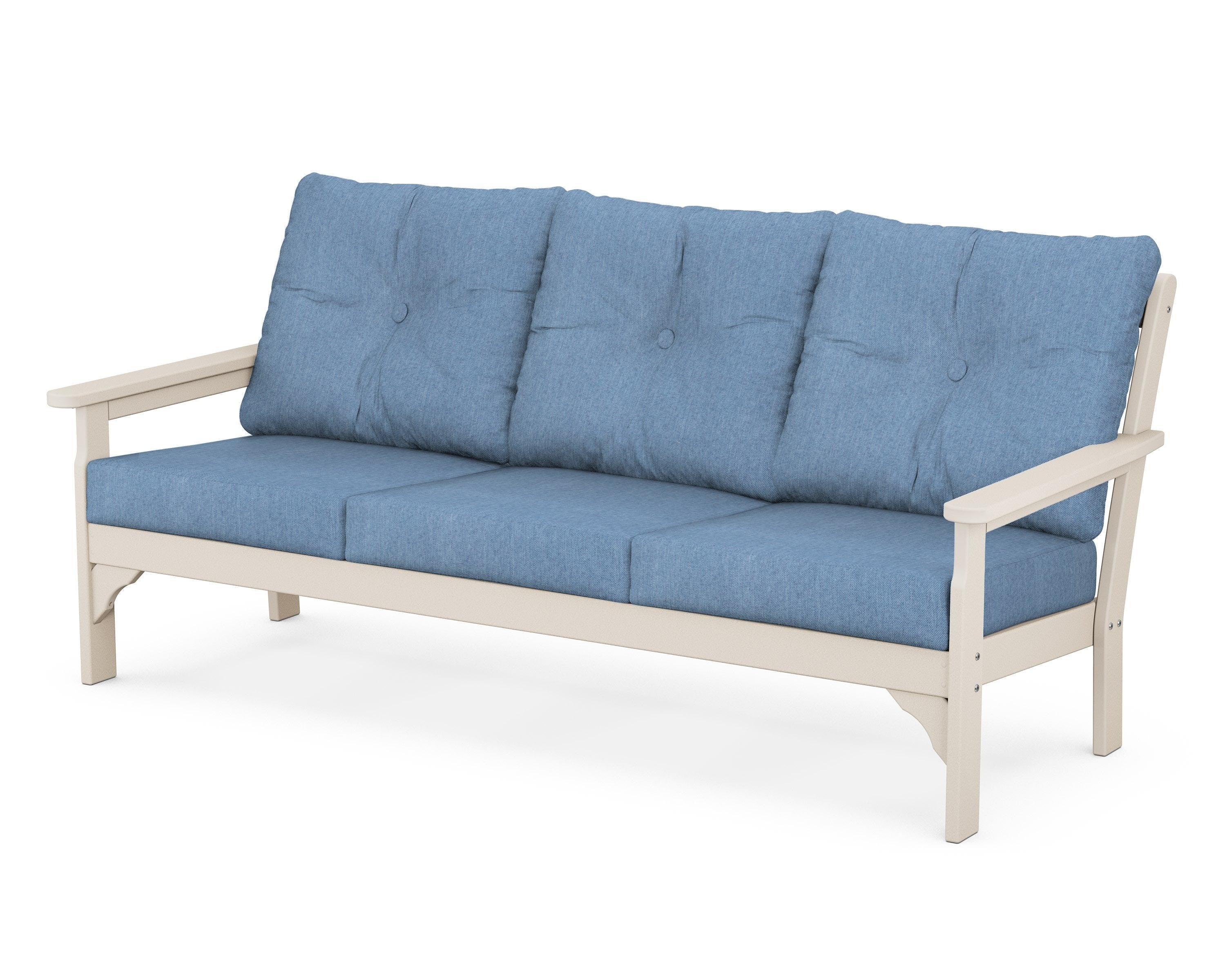 POLYWOOD® Vineyard Deep Seating Sofa in Sand / Sky Blue