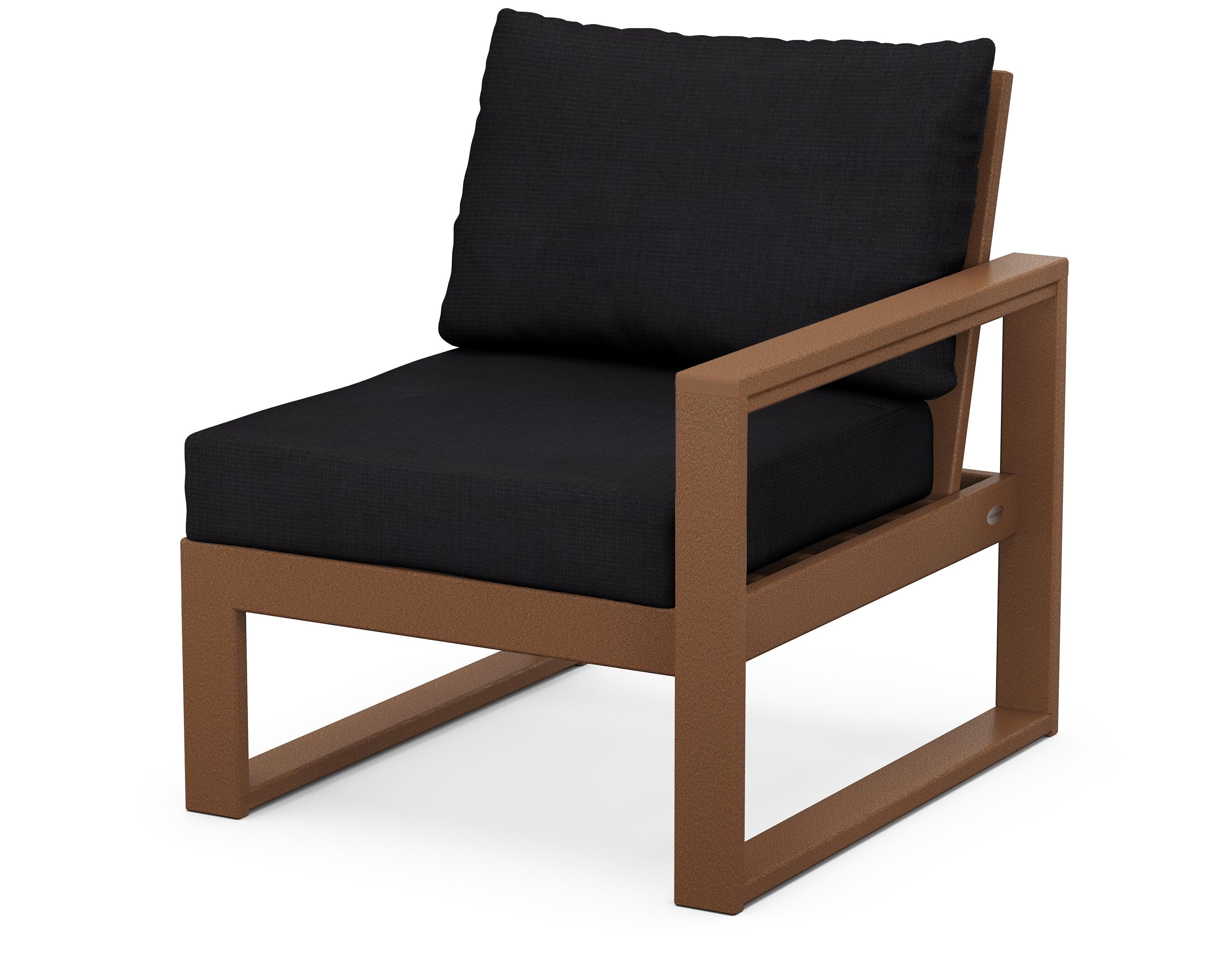 POLYWOOD® EDGE Modular Right Arm Chair in Teak / Midnight Linen