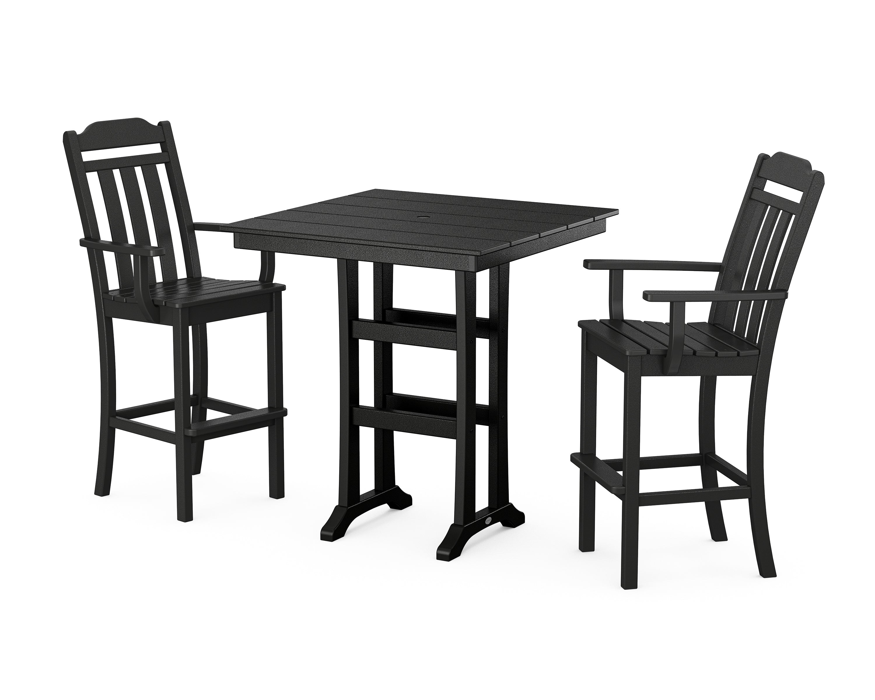 Country Living Cottage 3-Piece Farmhouse Bar Set with Trestle Legs in Black
