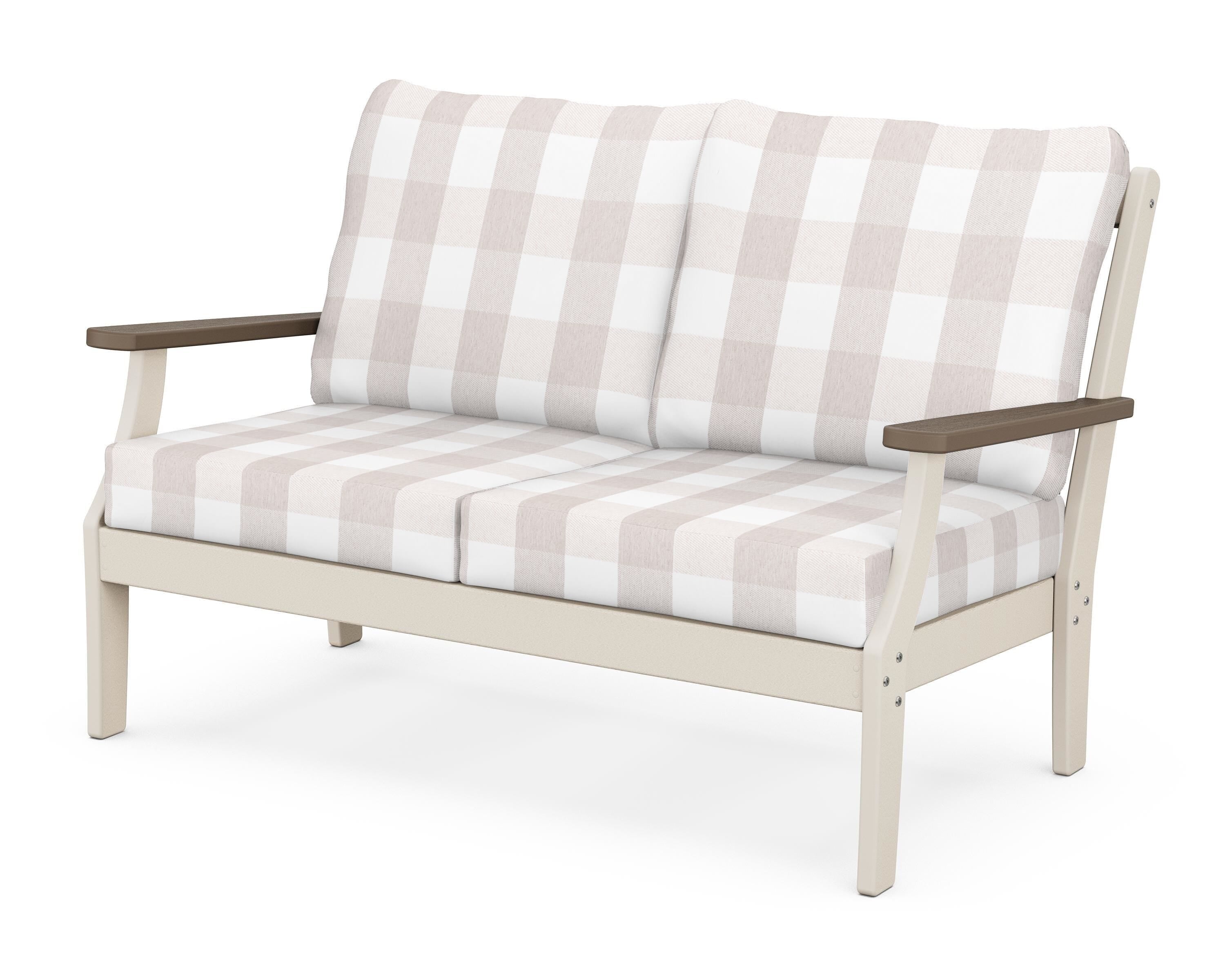 POLYWOOD® Braxton Deep Seating Loveseat in Sand / Kona / Buffalo Plaid Dune Burlap
