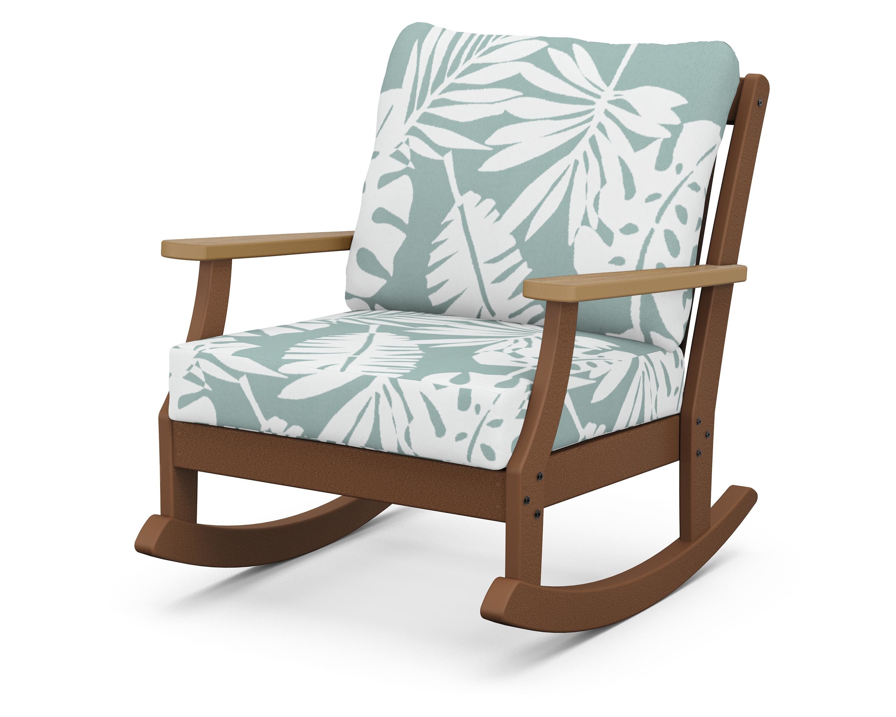 POLYWOOD® Braxton Deep Seating Rocking Chair in Teak / Natural / Leaf Glacier Spa