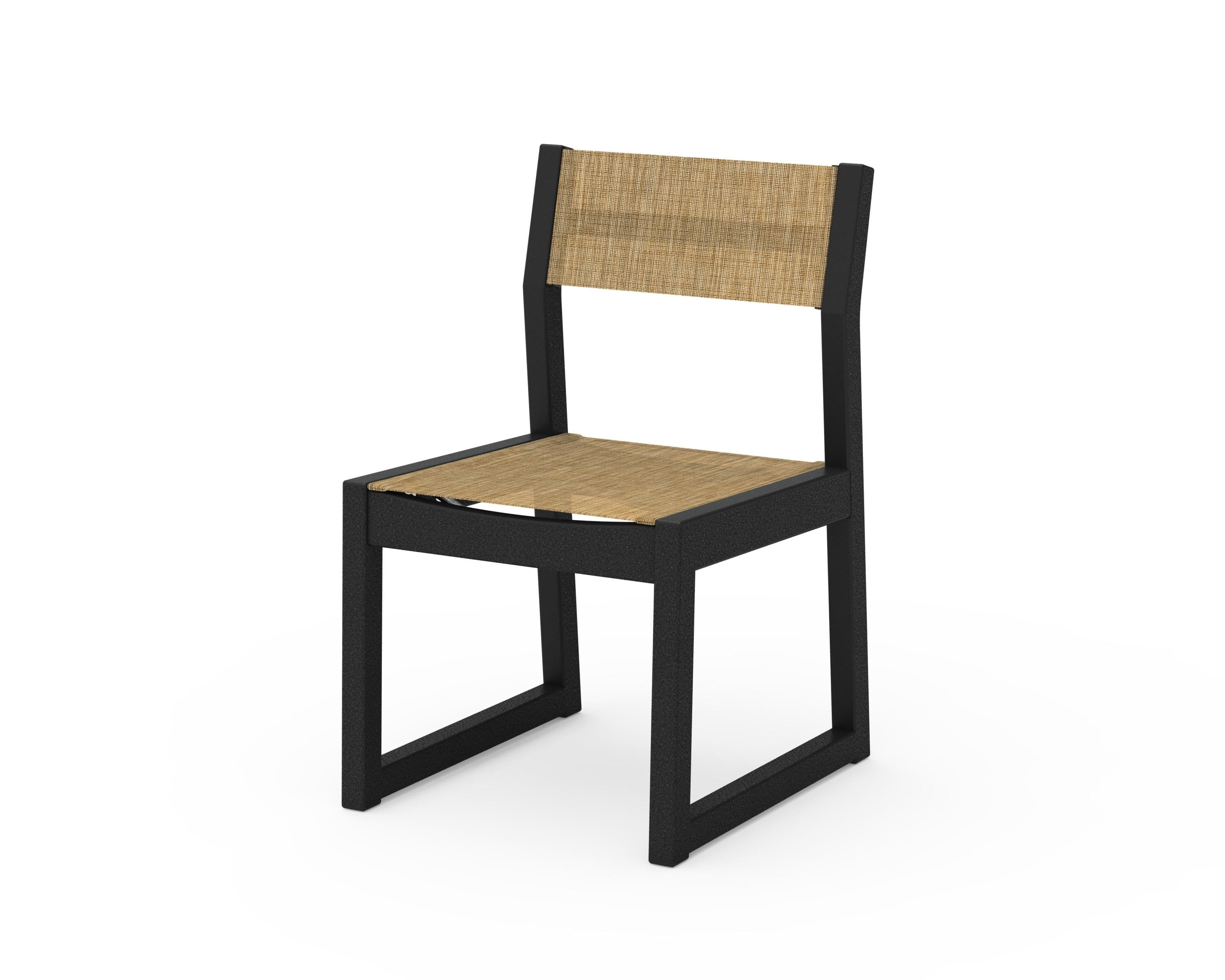 POLYWOOD® EDGE Sling Dining Side Chair in Black / Burlap Sling