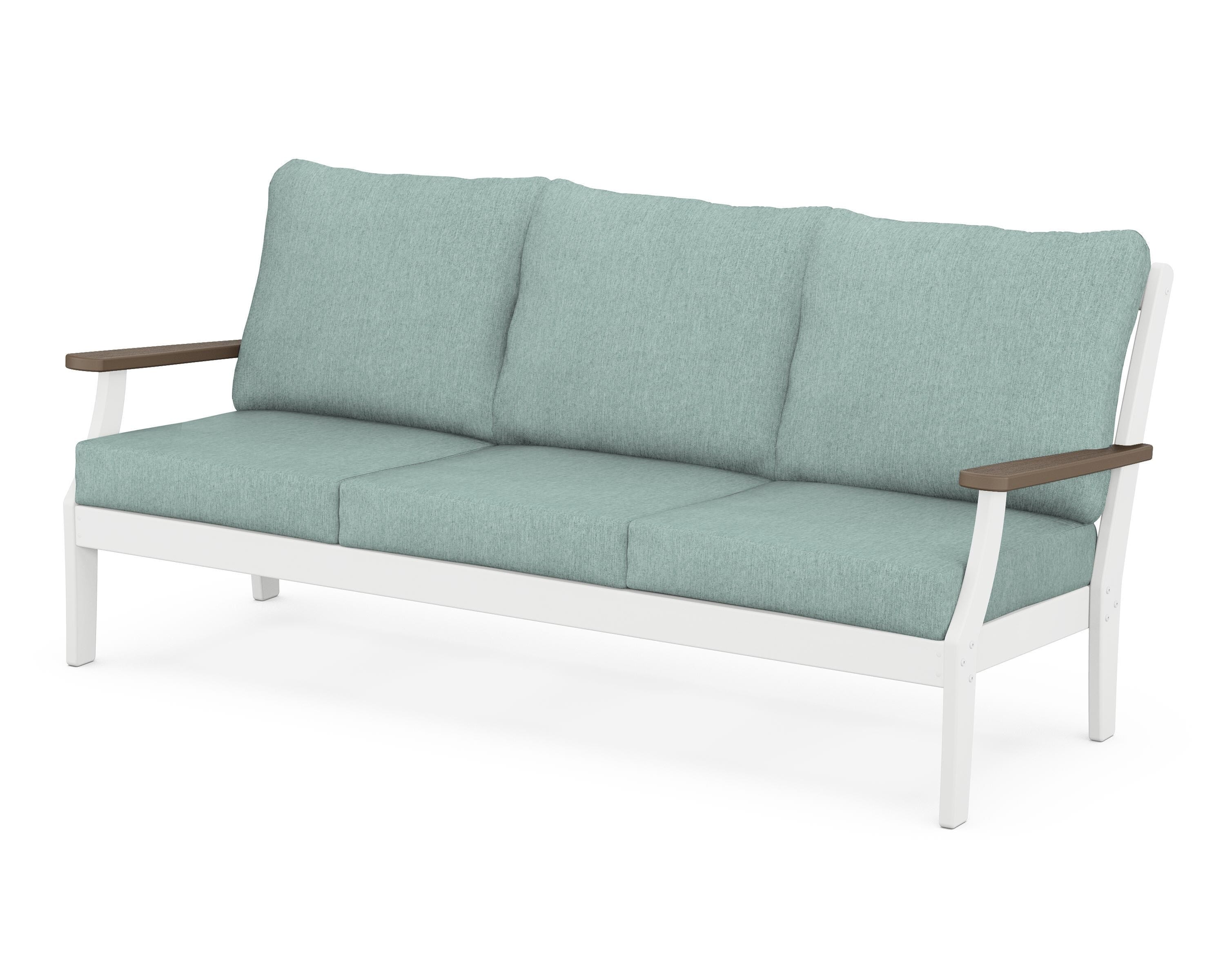 POLYWOOD® Braxton Deep Seating Sofa in White / Kona / Glacier Spa