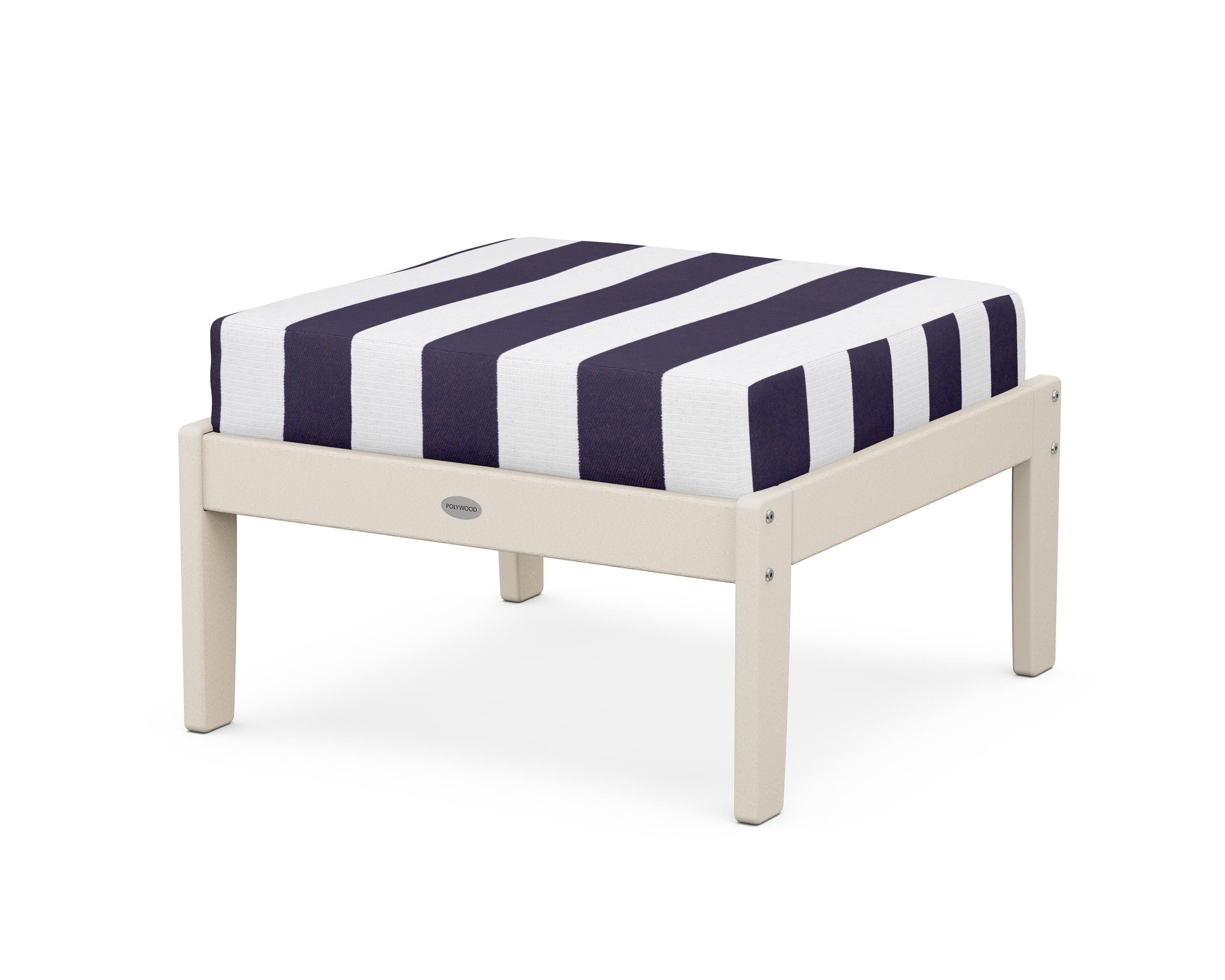 POLYWOOD® Braxton Deep Seating Ottoman in Sand / Cabana Stripe Navy