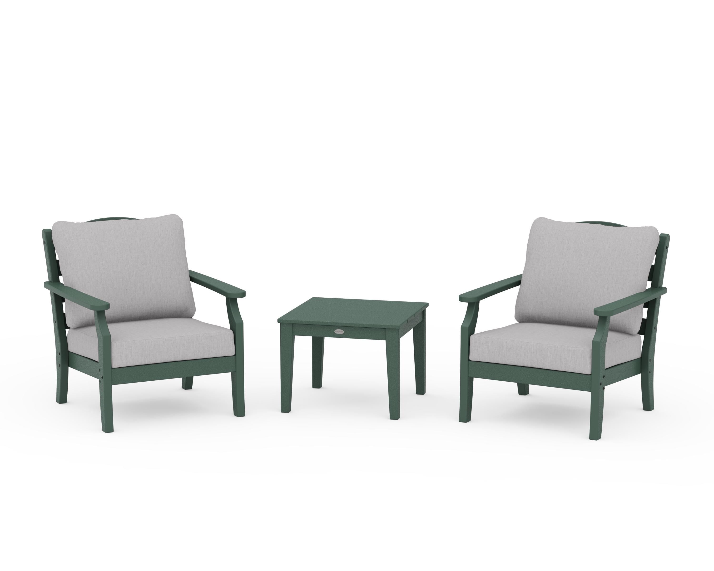 Draper James™ by POLYWOOD® Savannah 3-Piece Deep Seating Set in Green / Granite