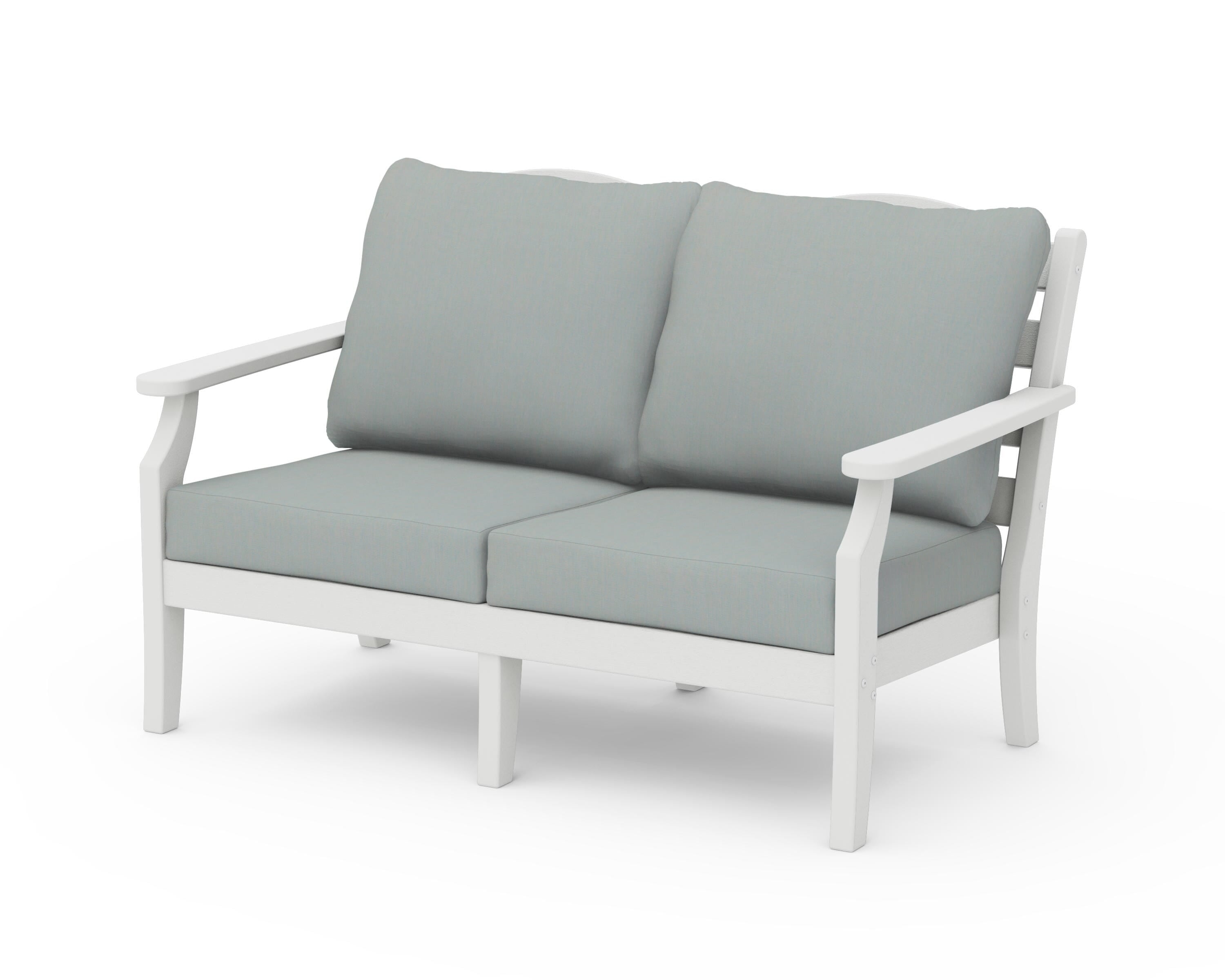 Draper James™ by POLYWOOD® Savannah Deep Seating Loveseat in Vintage White / Spa