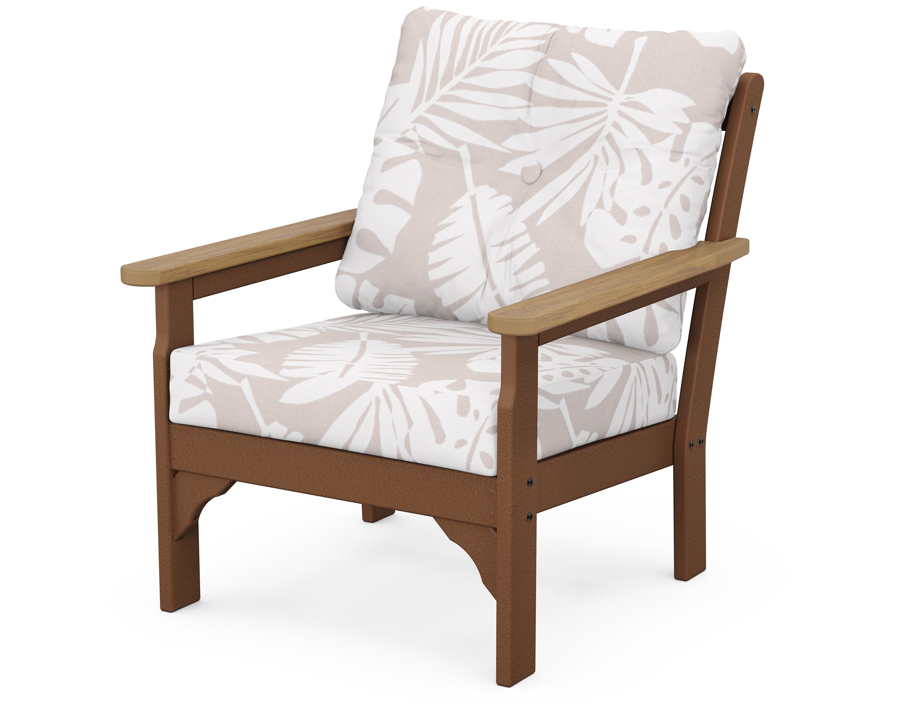 POLYWOOD® Vineyard Deep Seating Chair in Teak / Natural / Leaf Dune Burlap