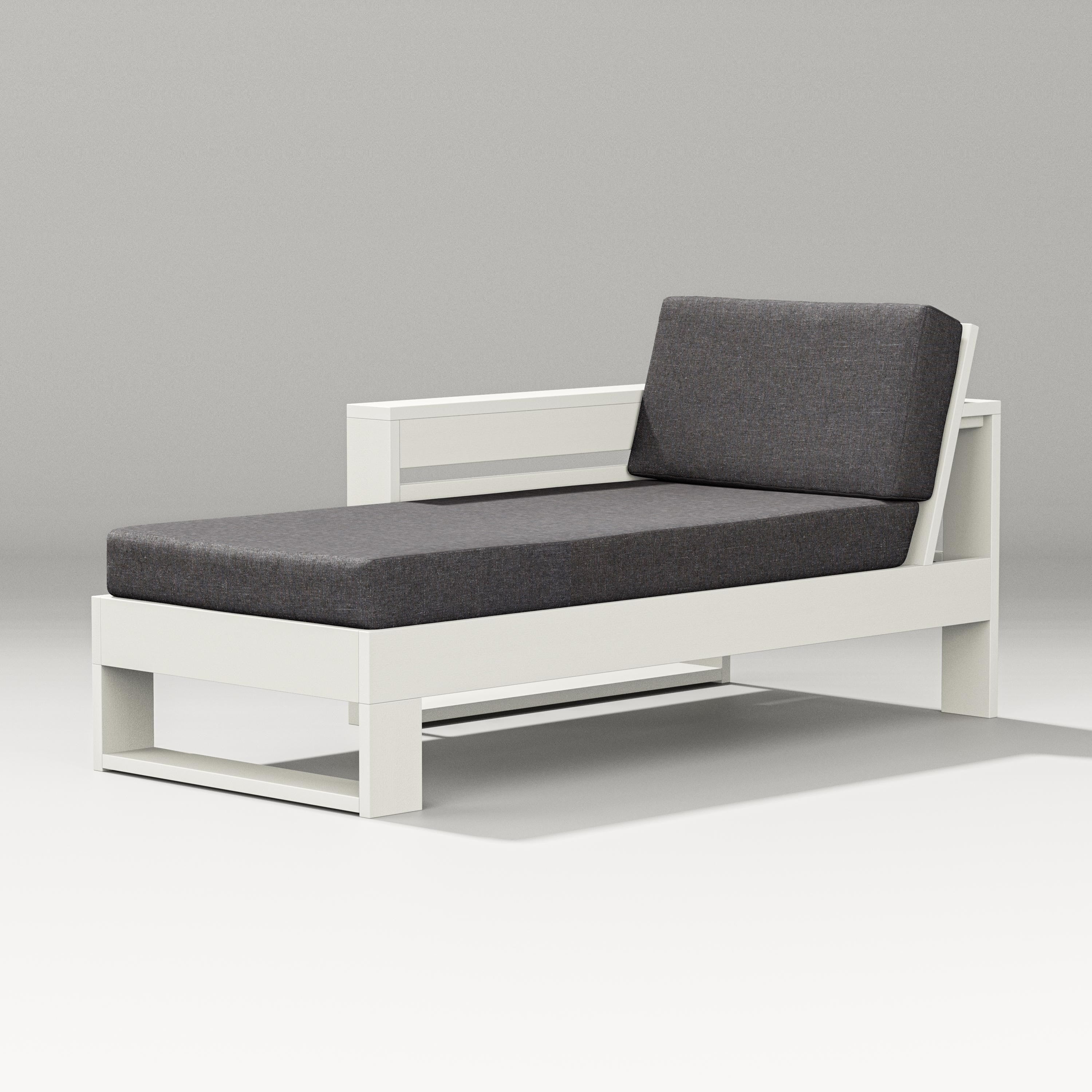 PW Designer Series Latitude Modular Left Arm Chaise in Vintage White / Ash Charcoal