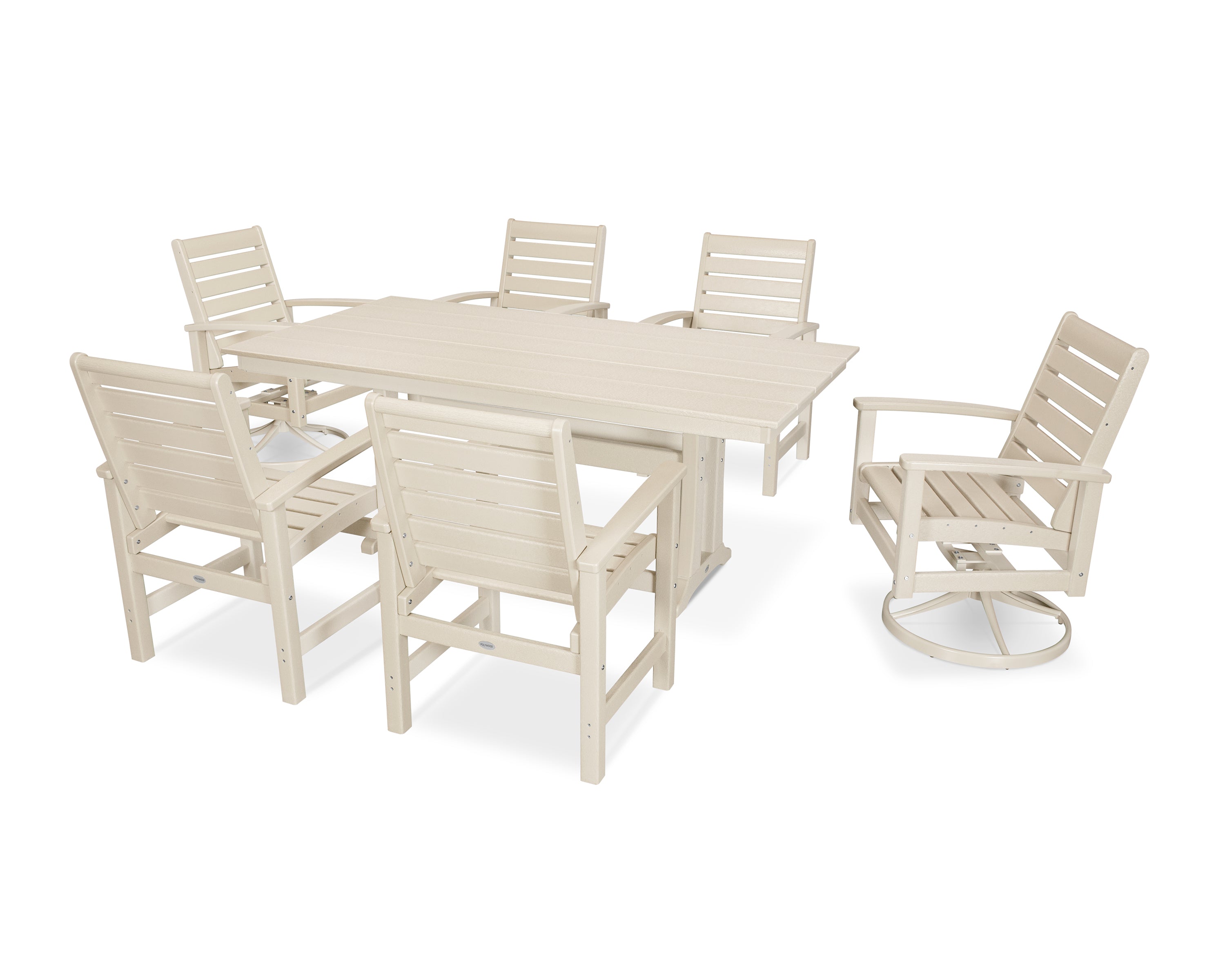 POLYWOOD® 7 Piece Signature Dining Set in Satin Tan / Sand