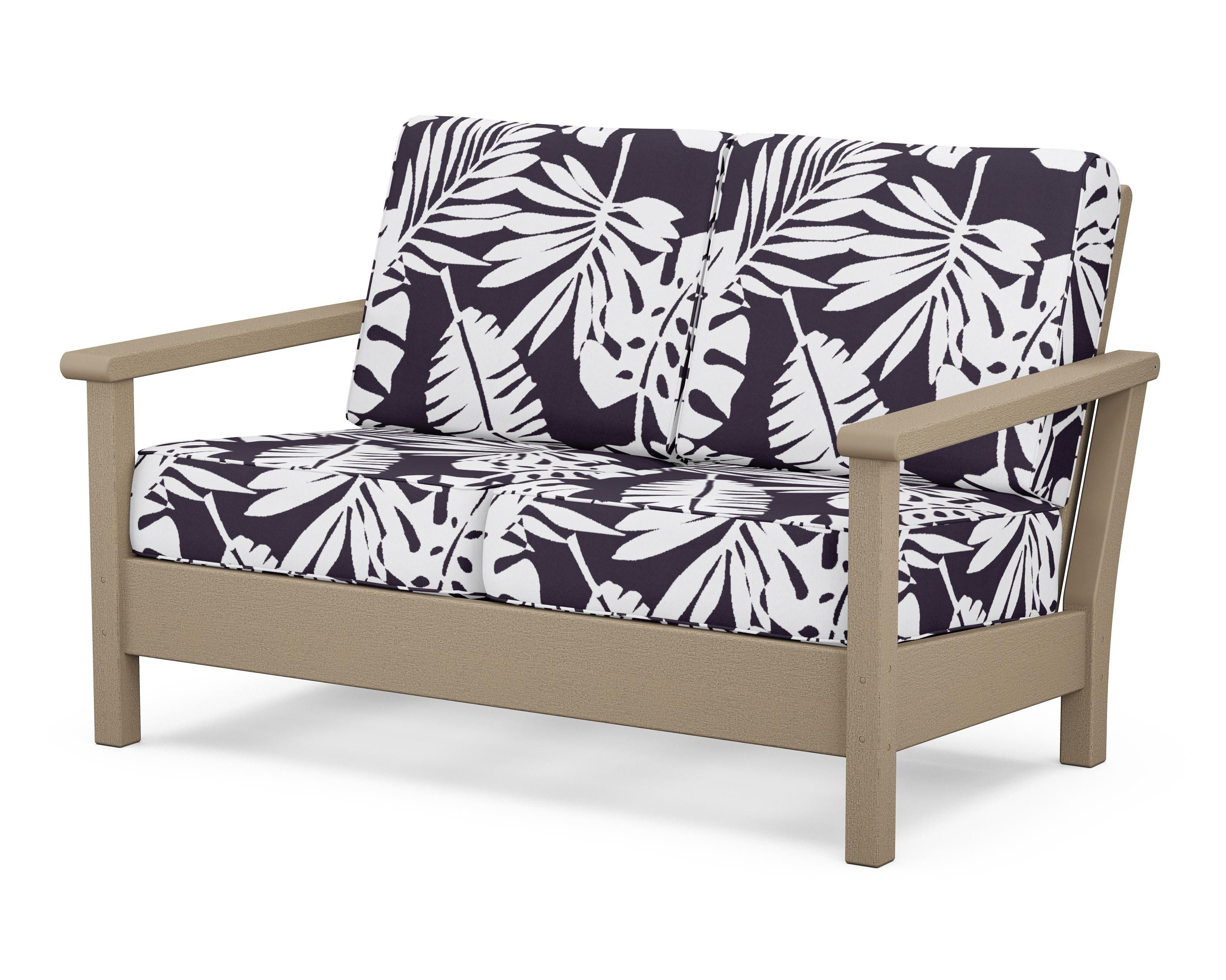 POLYWOOD® Harbour Deep Seating Loveseat in Vintage Sahara / Leaf Navy