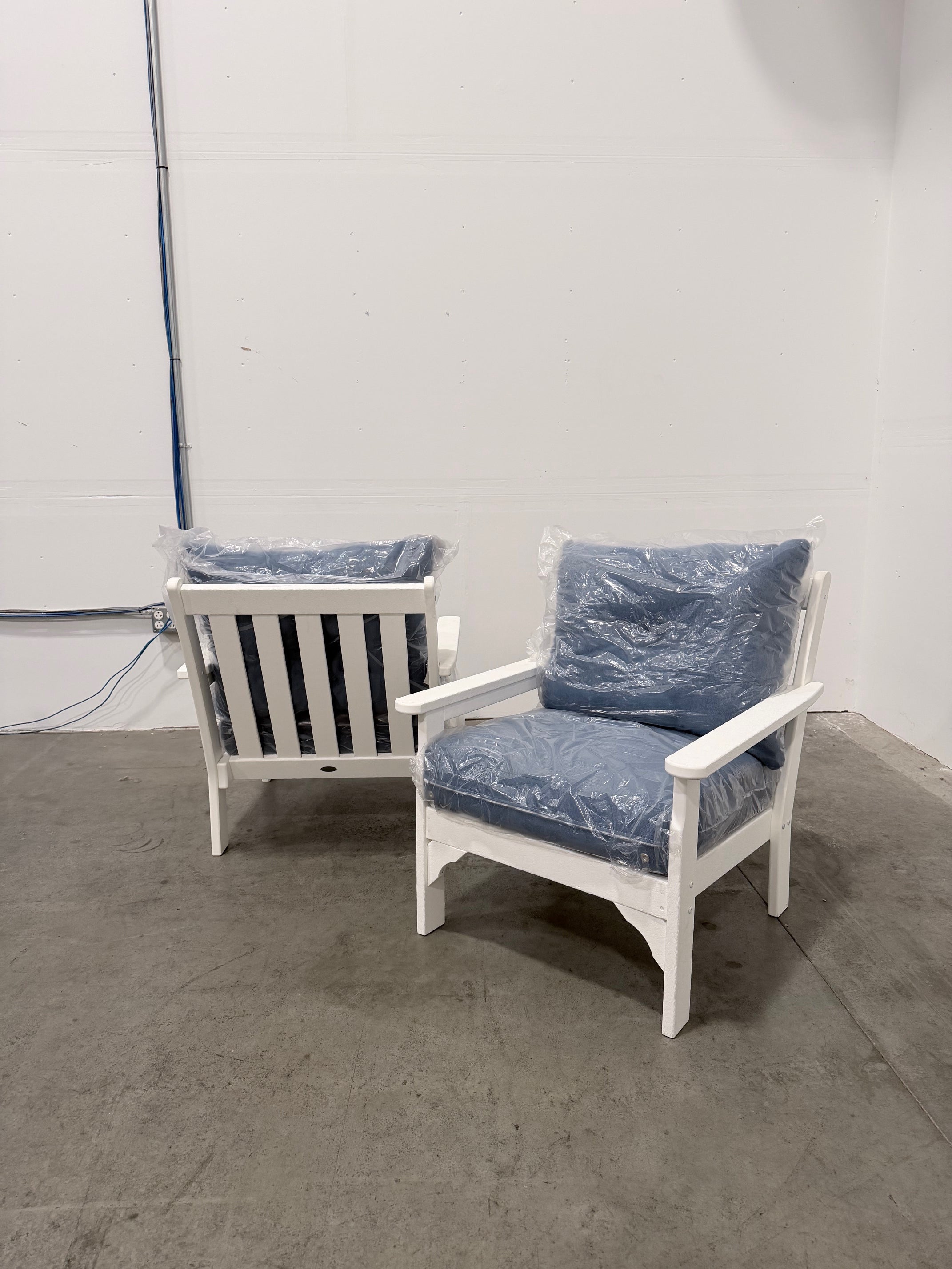 Polywood Vineyard White Club Chairs- open box clearance