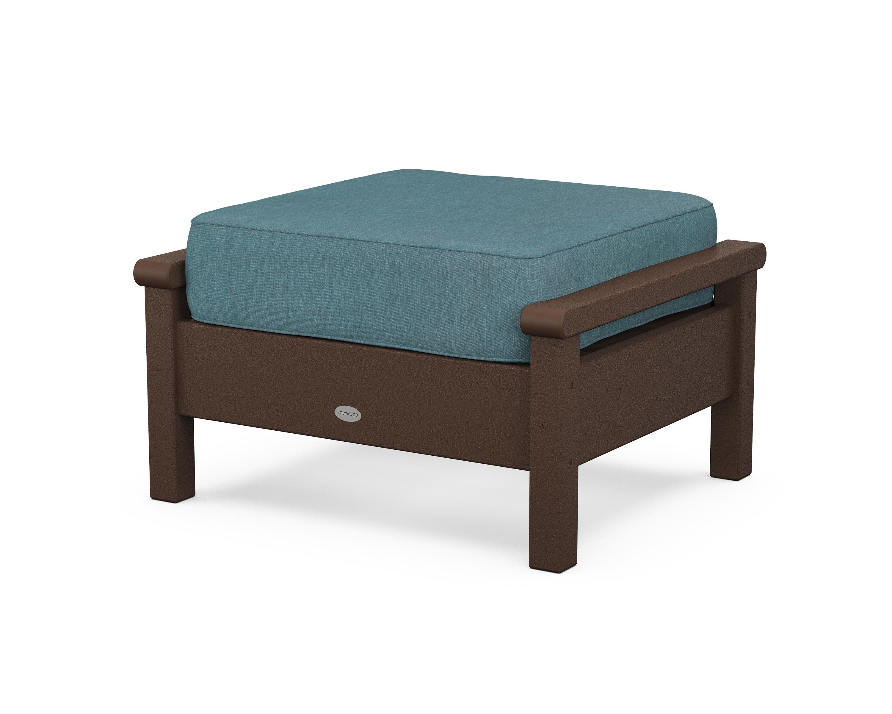 POLYWOOD® Harbour Deep Seating Ottoman in Mahogany / Ocean Teal