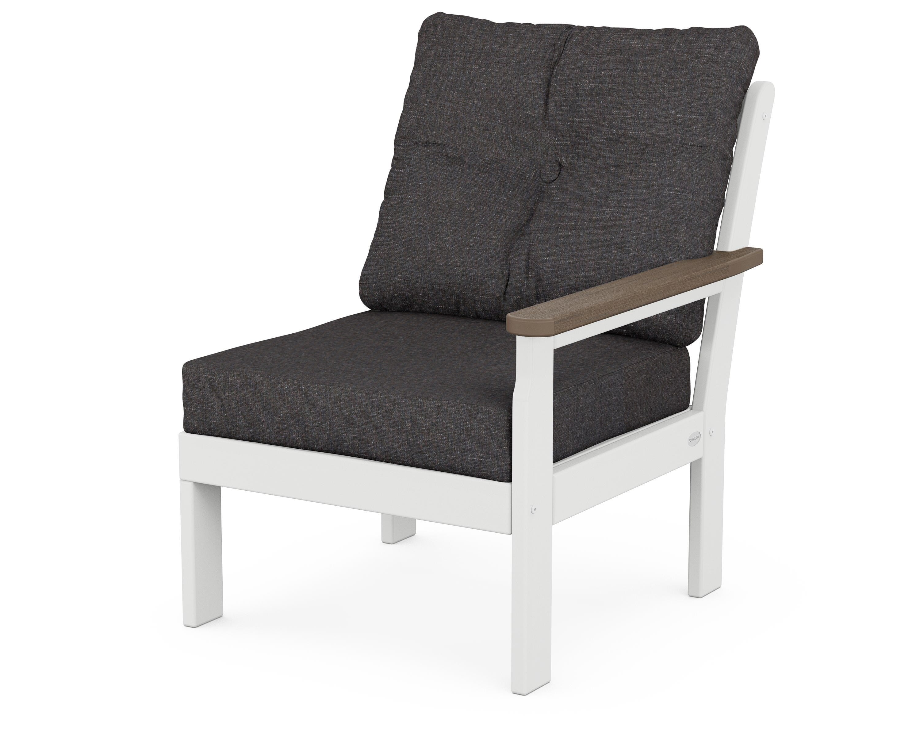 POLYWOOD® Vineyard Modular Right Arm Chair in White / Kona / Ash Charcoal