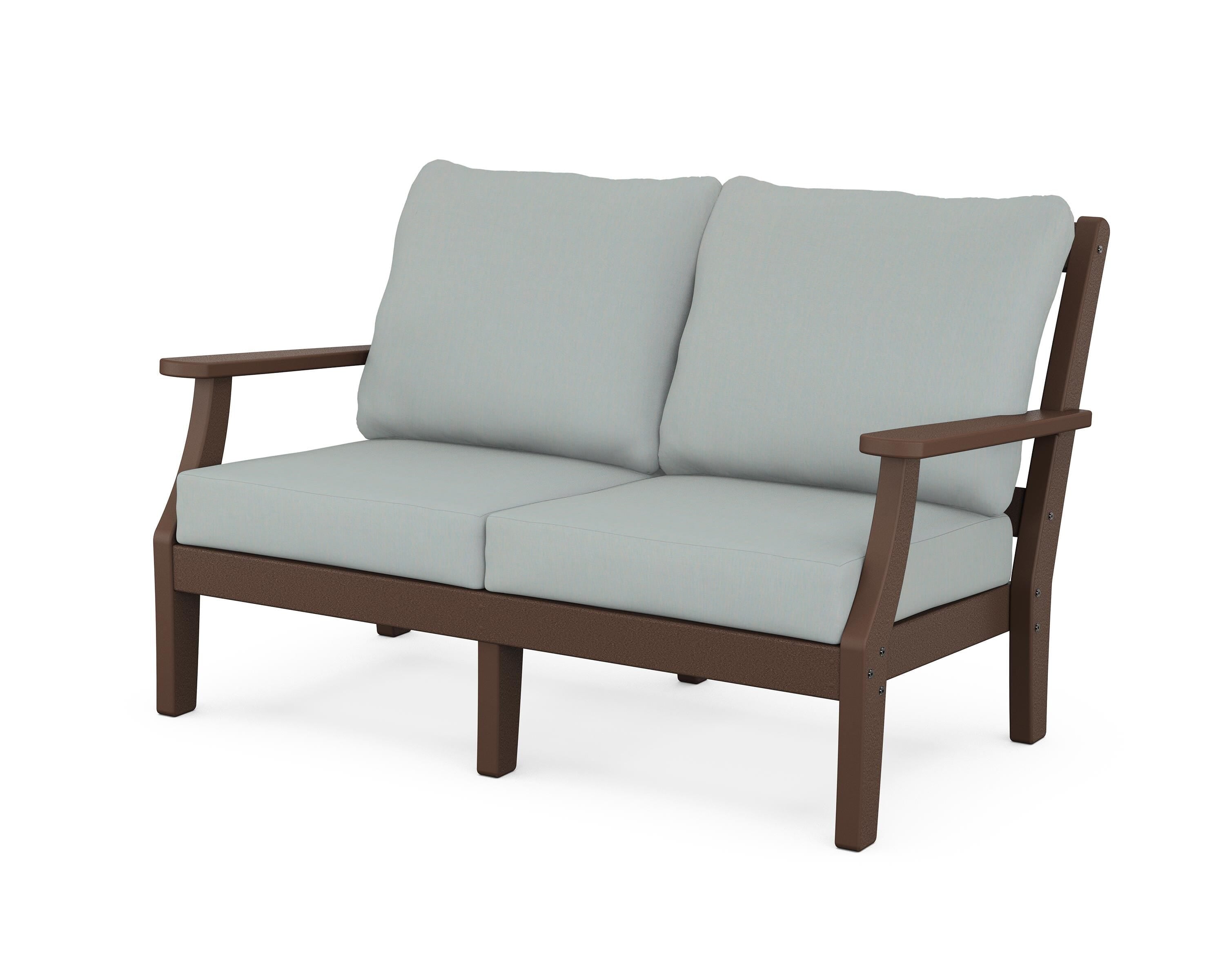 Martha Stewart by POLYWOOD® Chinoiserie Deep Seating Loveseat in Mahogany / Spa