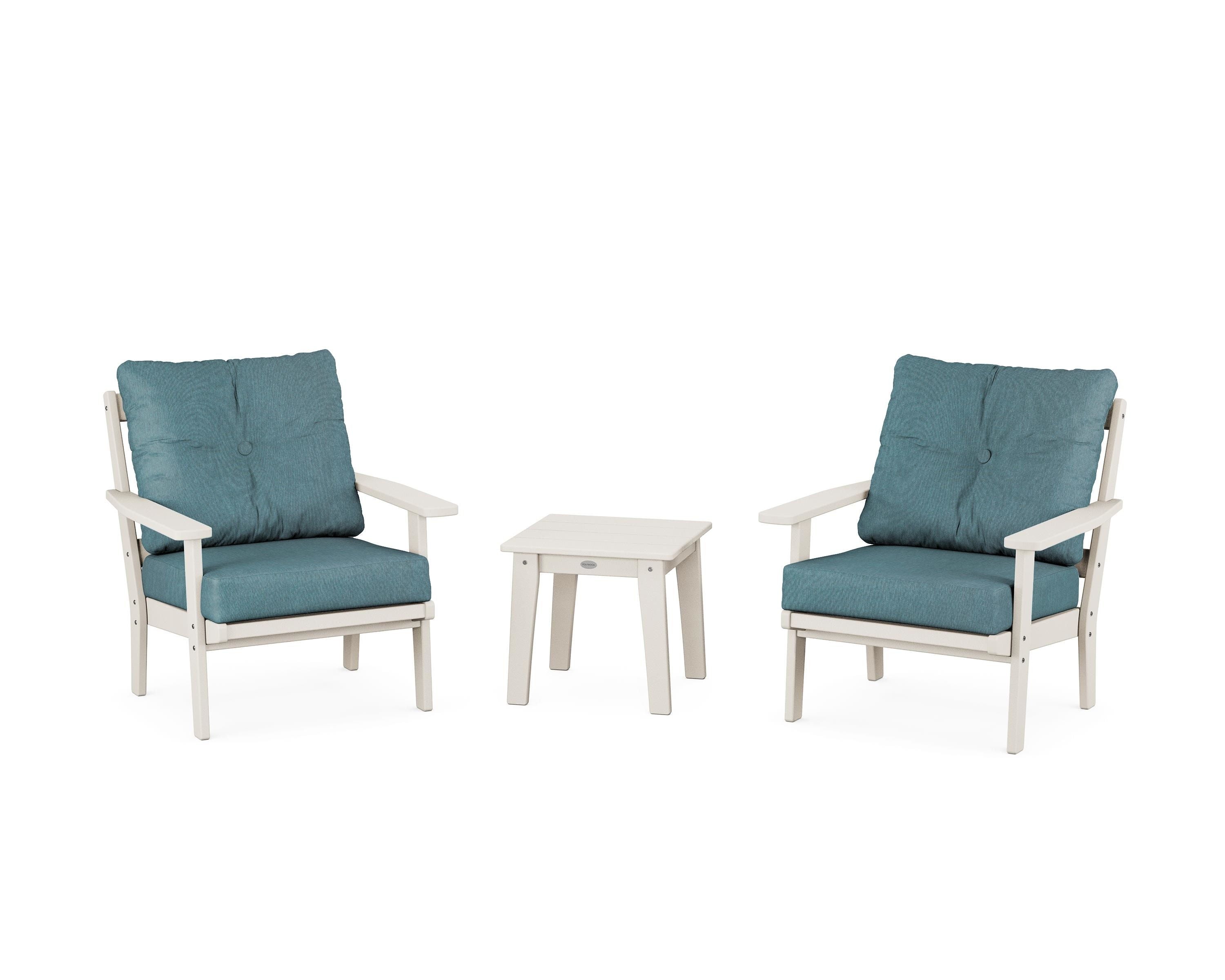 POLYWOOD® Prairie 3-Piece Deep Seating Set in Sand / Ocean Teal