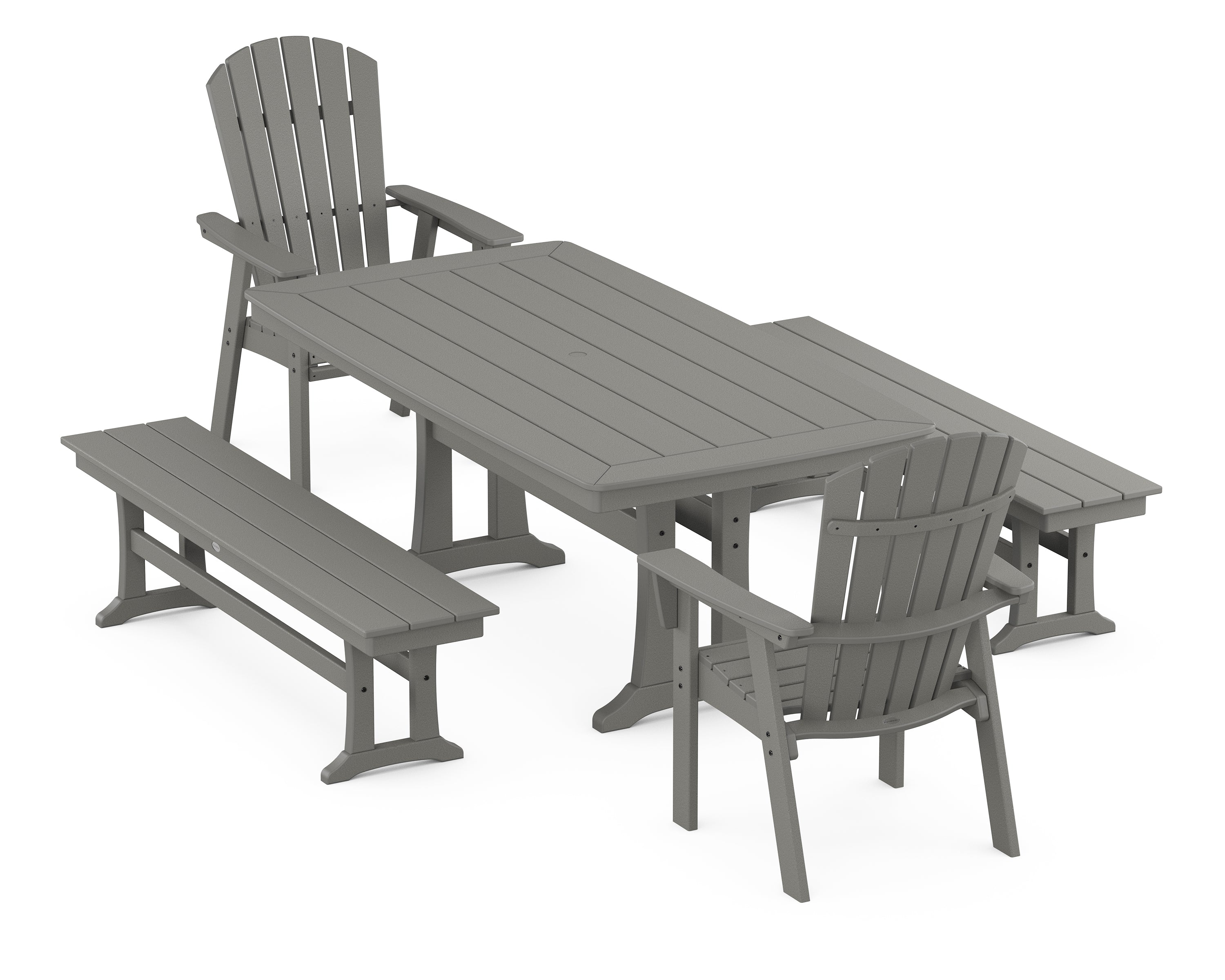 POLYWOOD® Nautical Adirondack 5-Piece Dining Set with Trestle Legs in Slate Grey