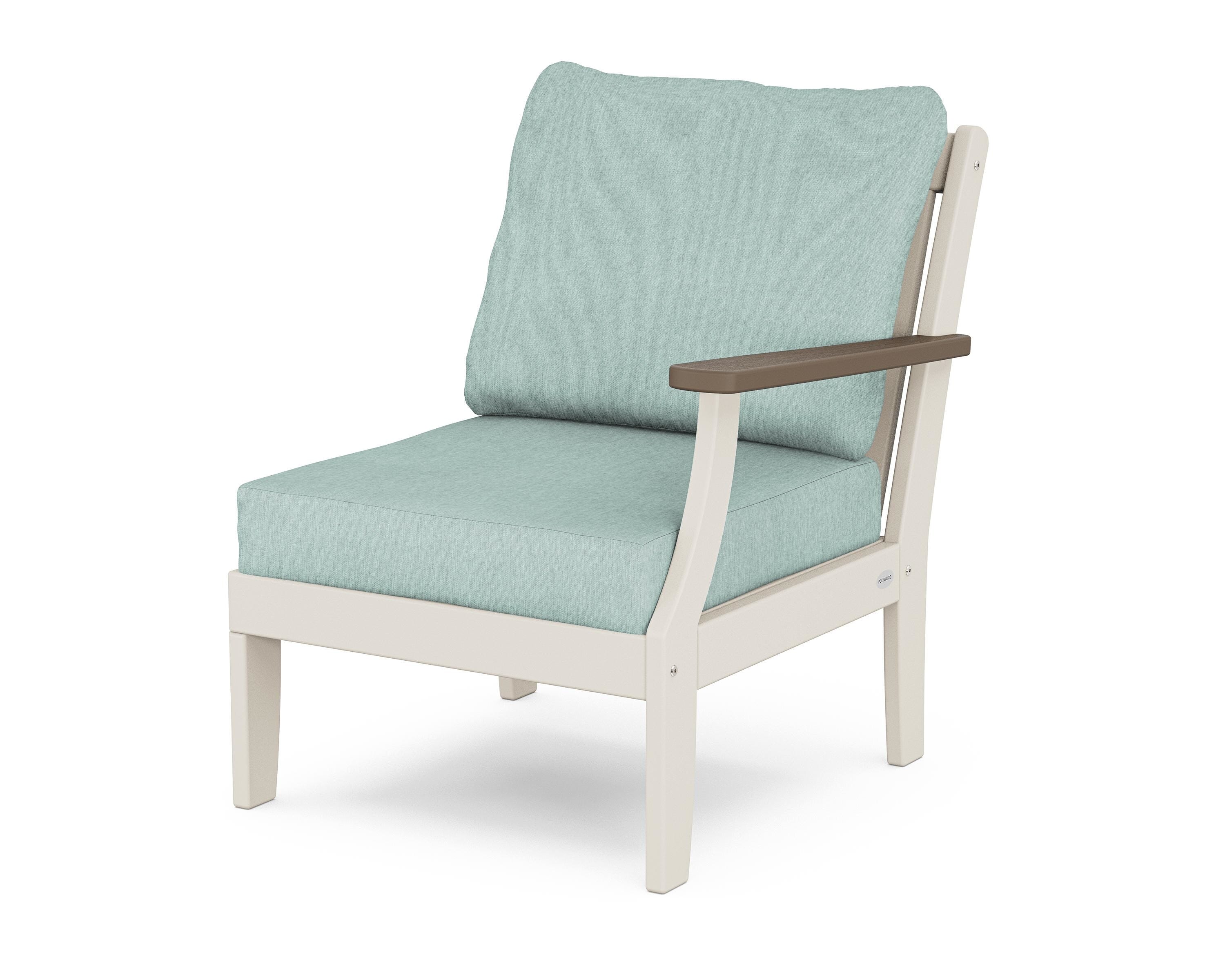 POLYWOOD® Braxton Modular Right Arm Chair in Sand / Kona / Glacier Spa