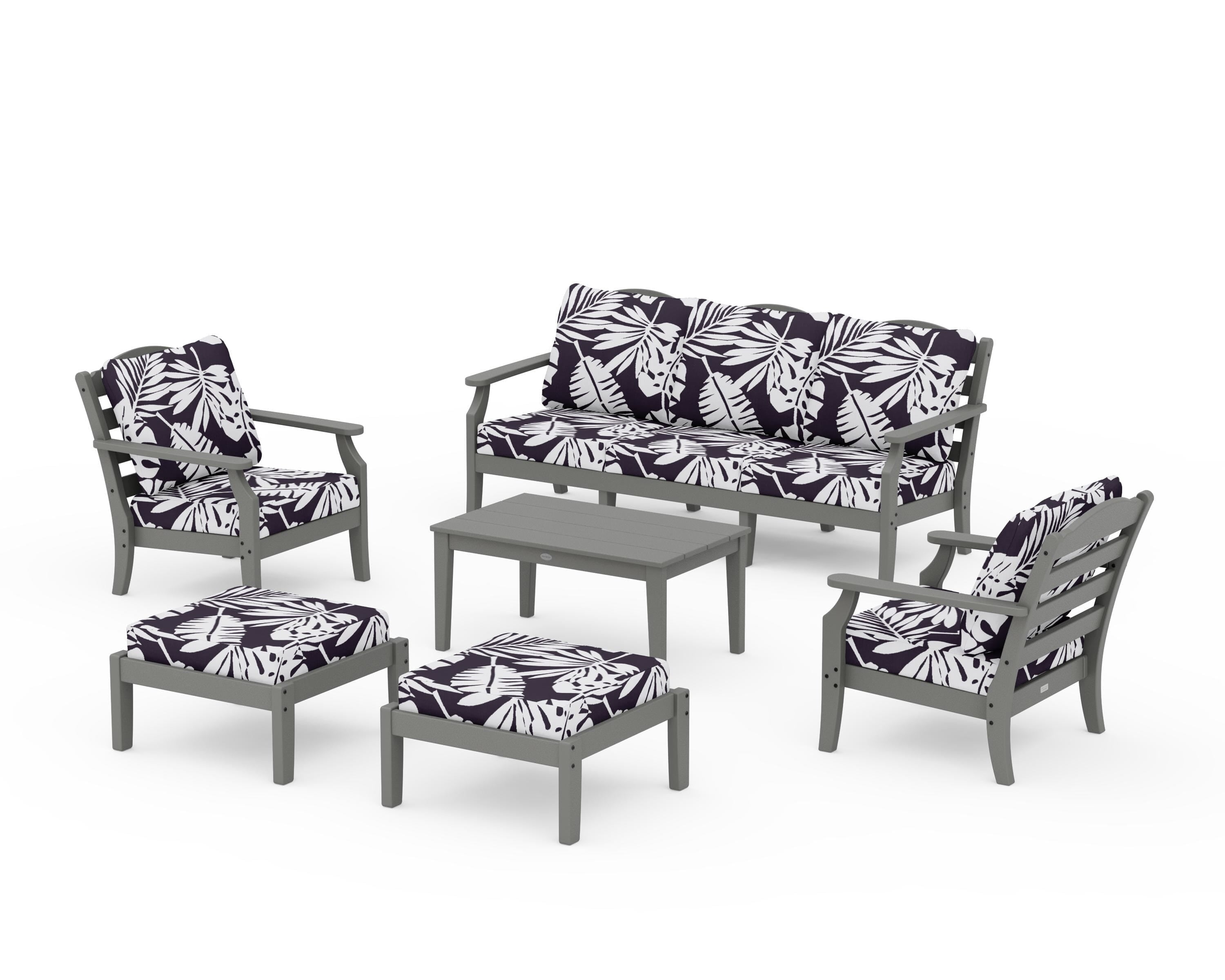 Draper James™ by POLYWOOD® Savannah 6-Piece Lounge Sofa Set in Slate Grey / Leaf Navy