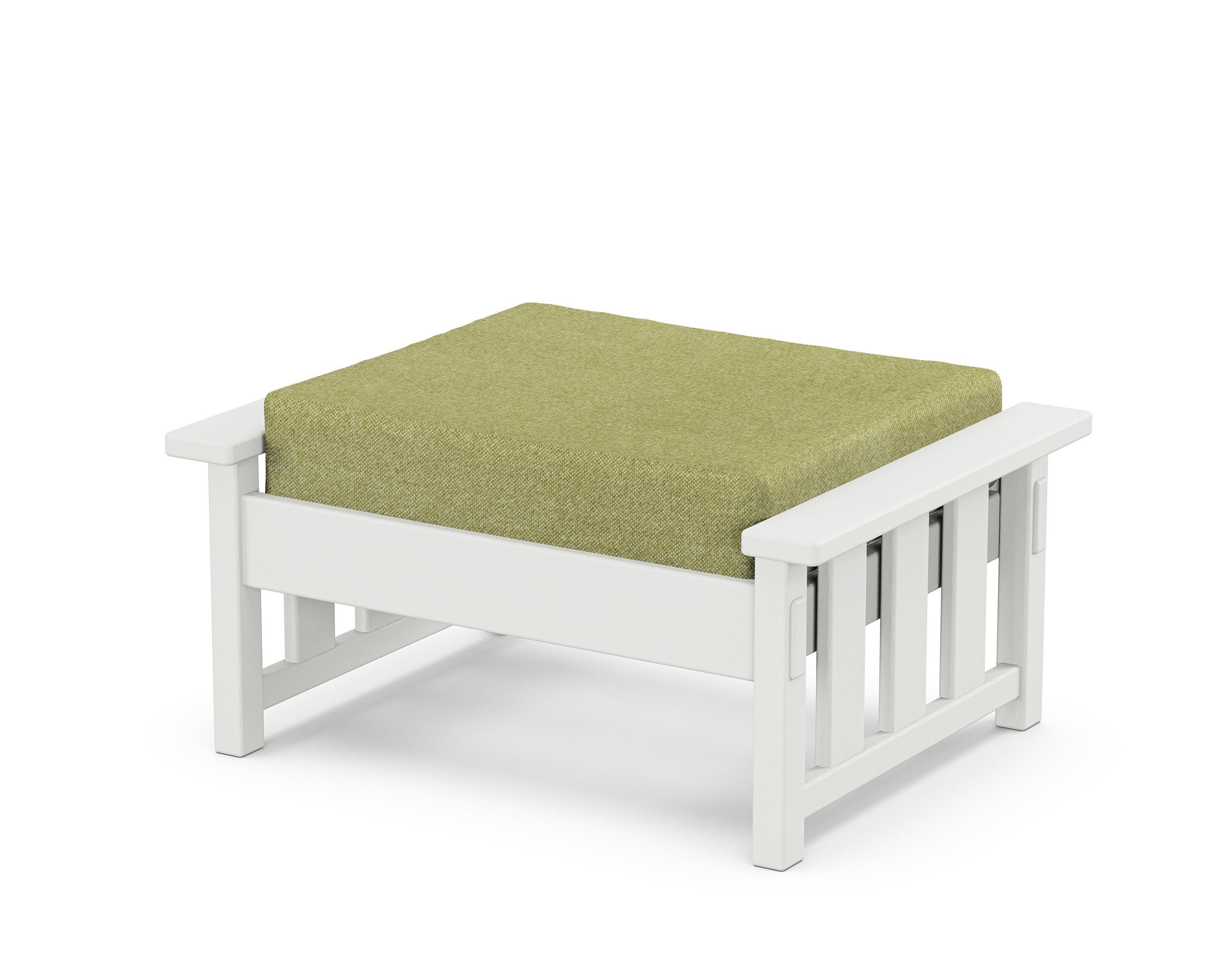 Martha Stewart by POLYWOOD® Acadia Deep Seating Ottoman in White / Chartreuse Boucle