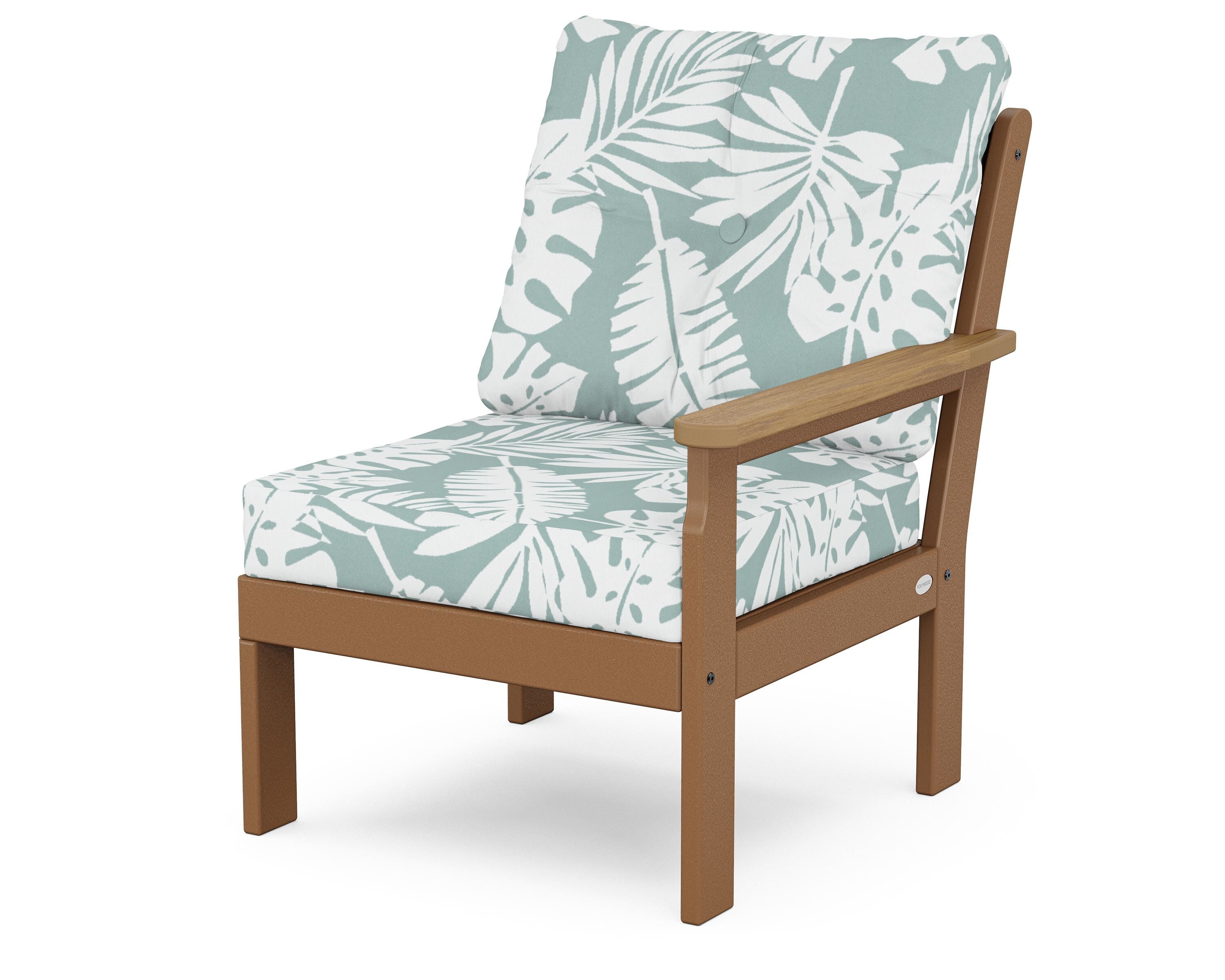 POLYWOOD® Vineyard Modular Right Arm Chair in Teak / Natural / Leaf Glacier Spa