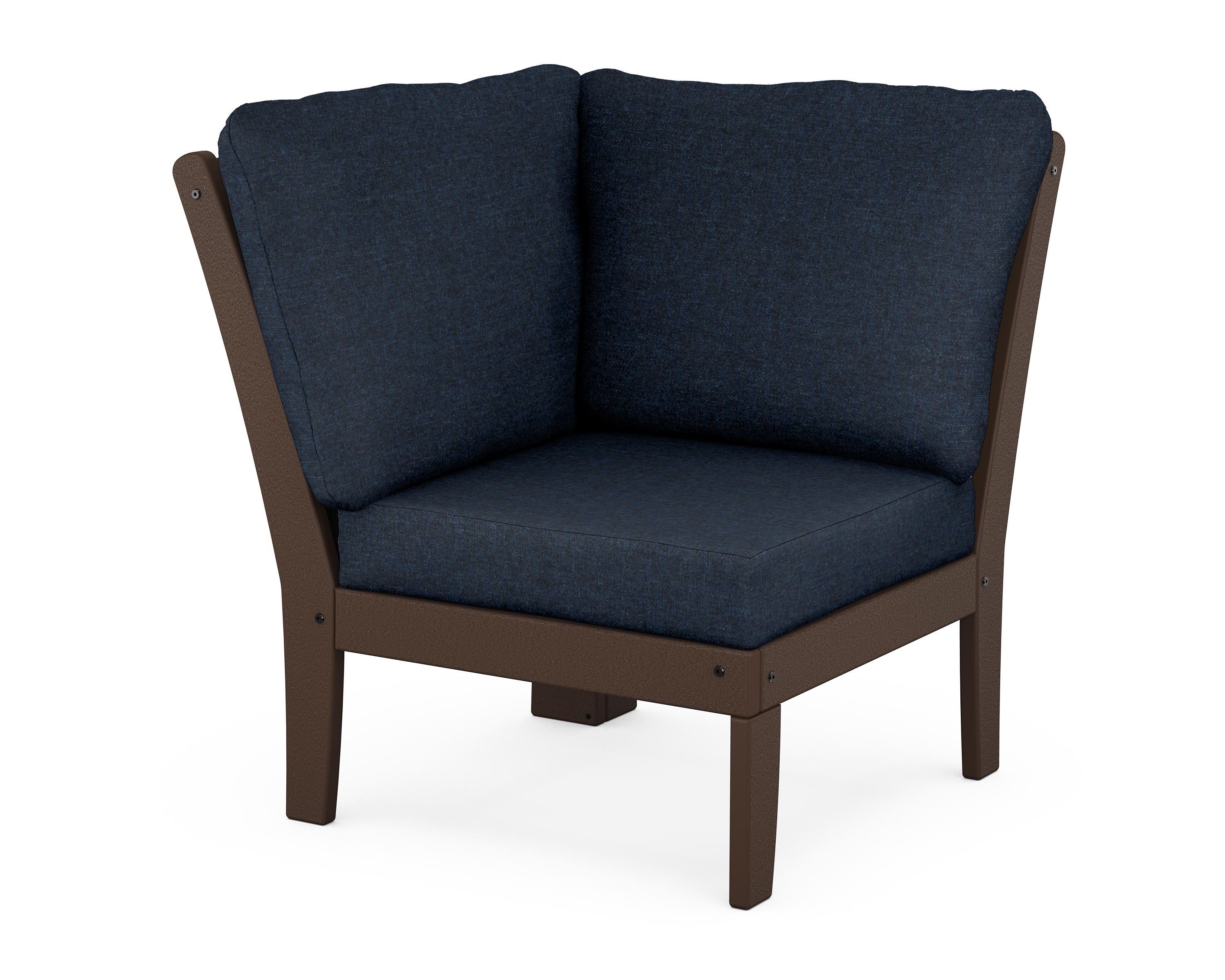 POLYWOOD® Braxton Modular Corner Chair in Mahogany / Marine Indigo