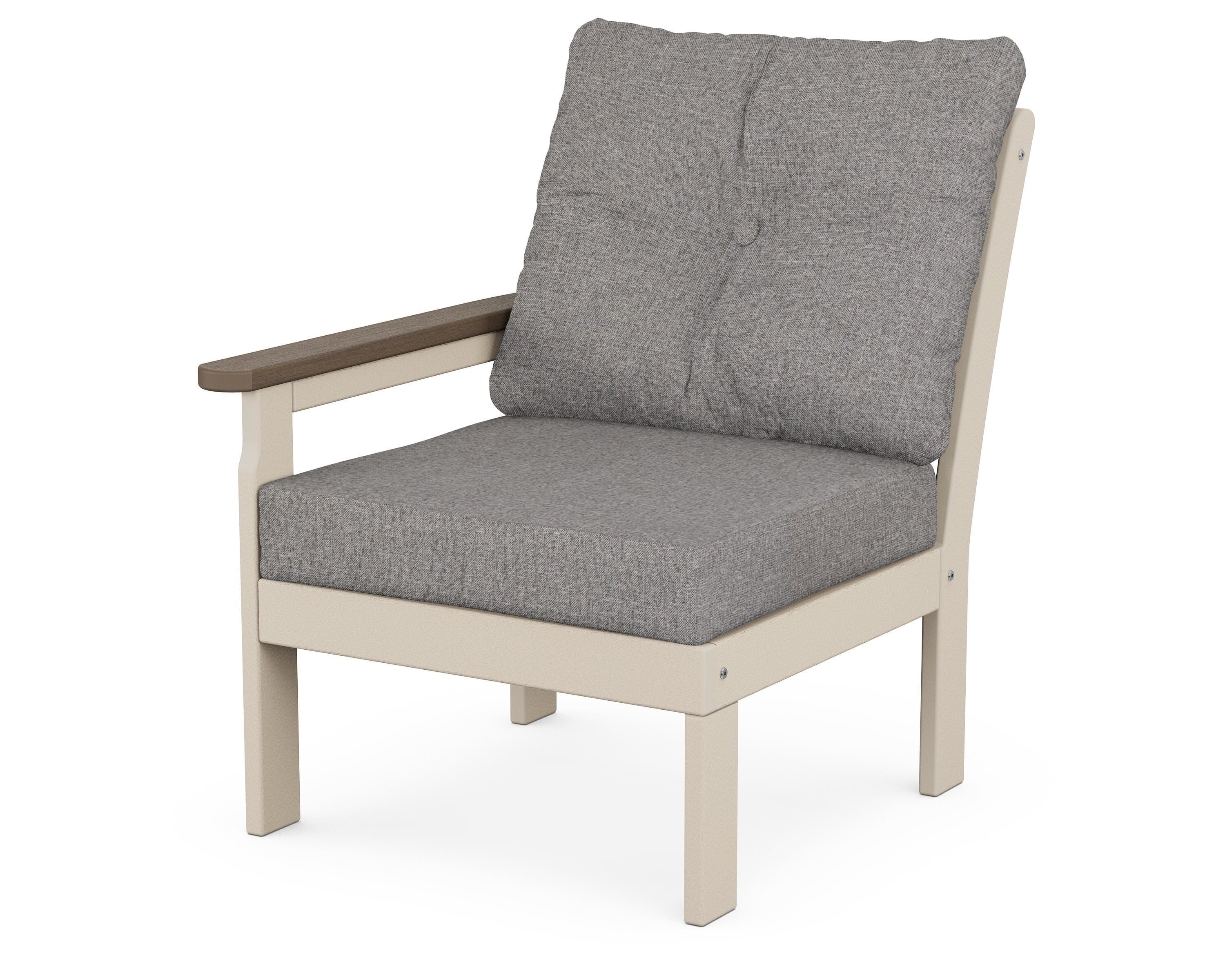 POLYWOOD® Vineyard Modular Left Arm Chair in Sand / Kona / Grey Mist