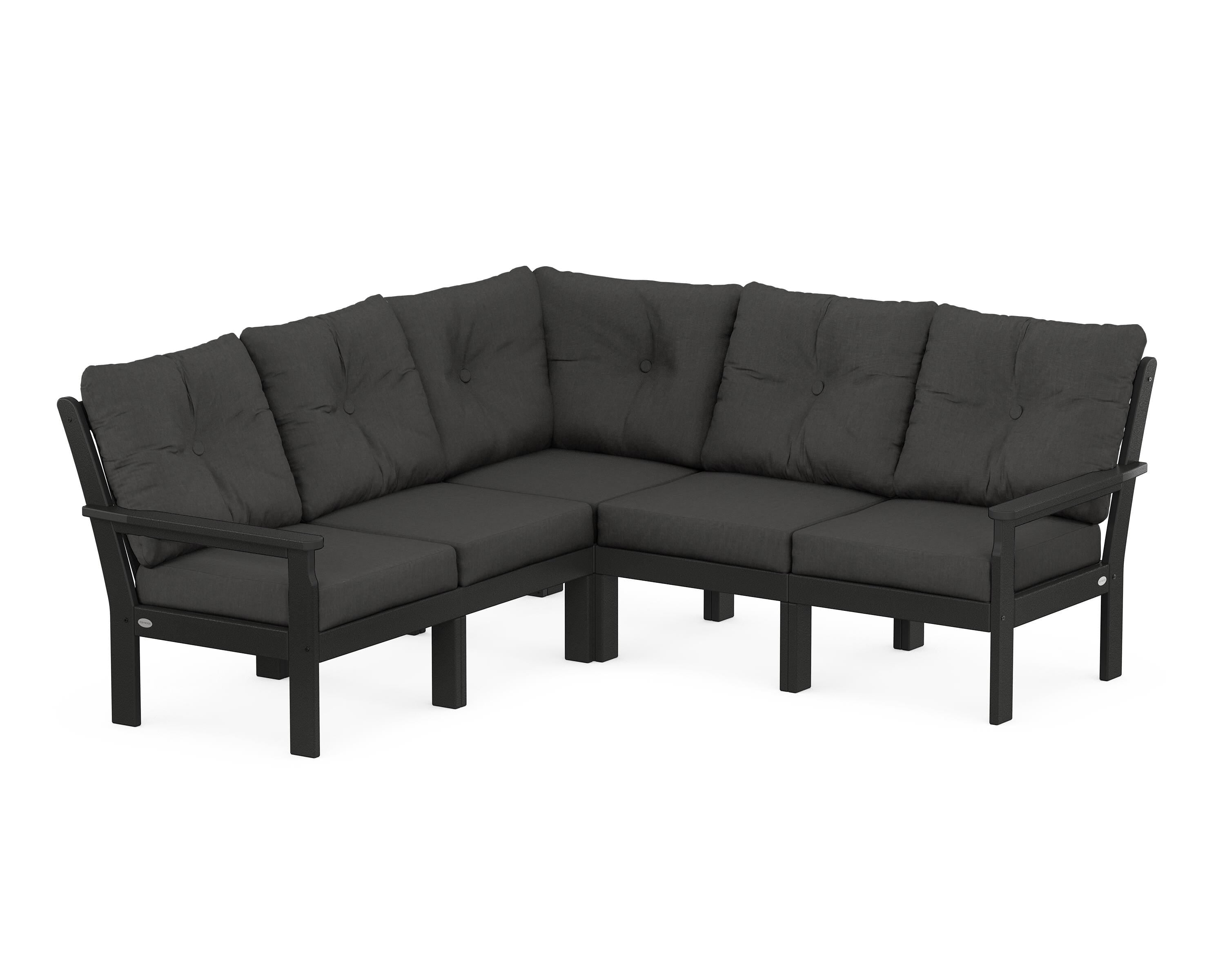 POLYWOOD® Vineyard 5-Piece Sectional in Black / Spectrum Carbon