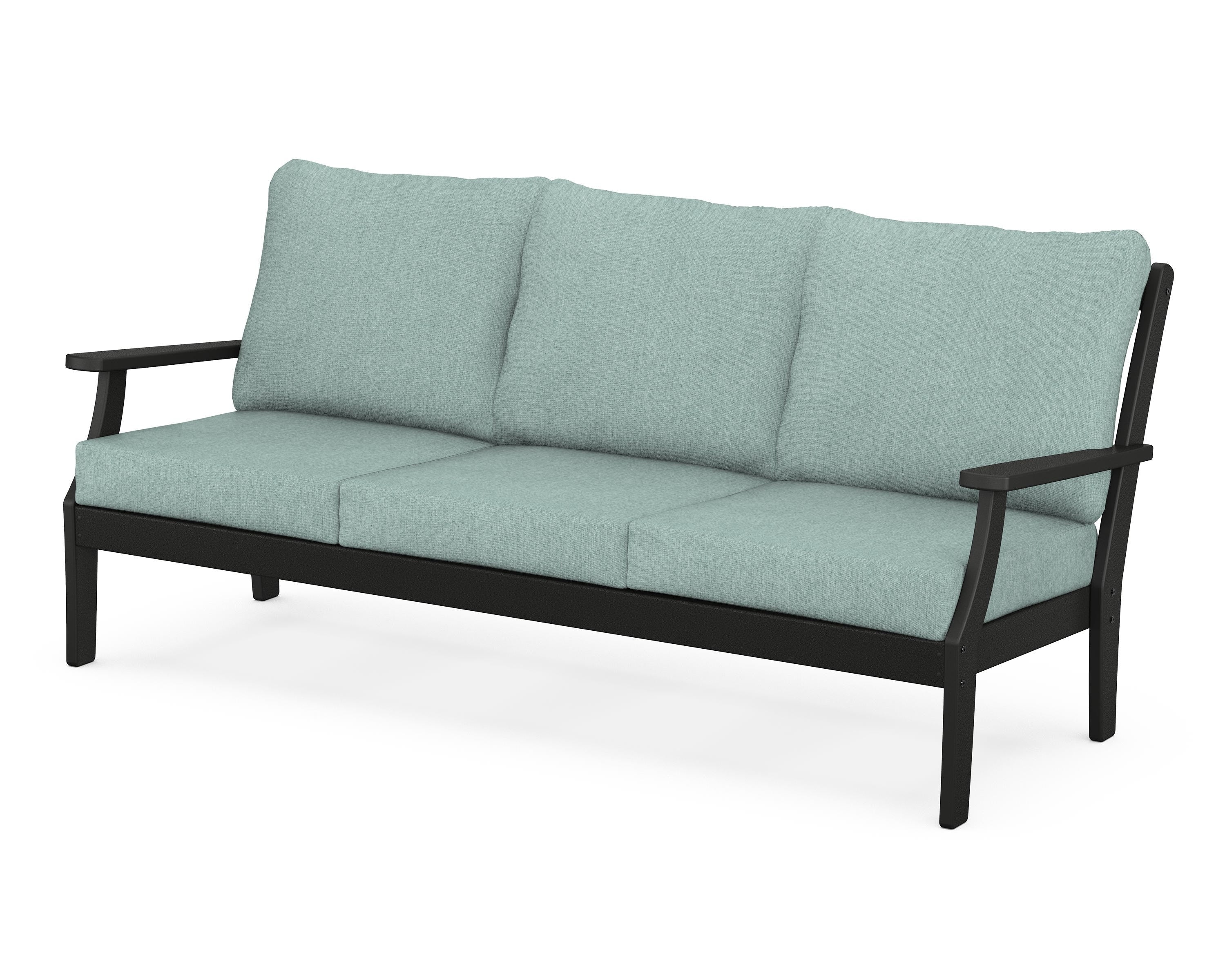 POLYWOOD® Braxton Deep Seating Sofa in Black / Glacier Spa