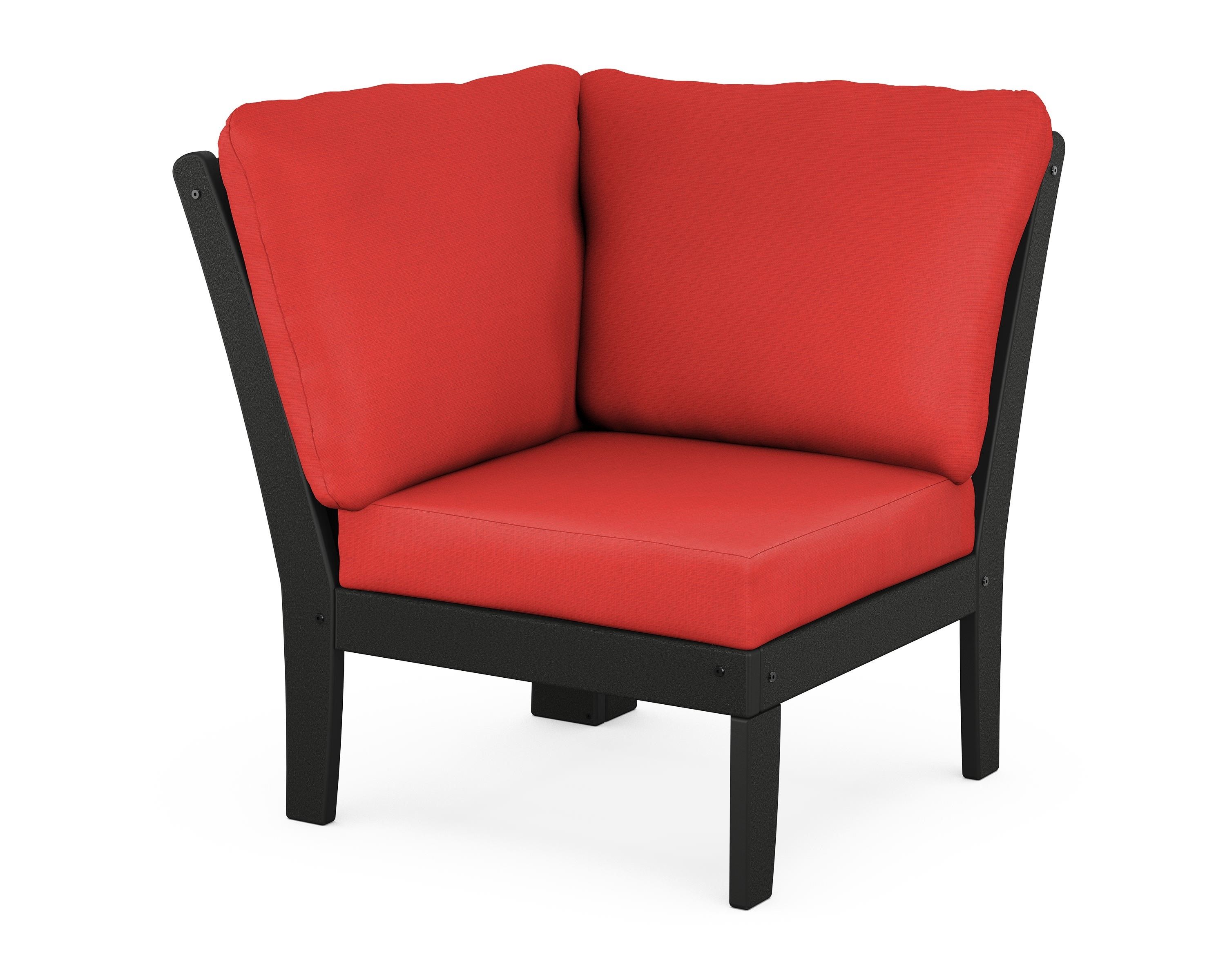 POLYWOOD® Braxton Modular Corner Chair in Black / Crimson Linen