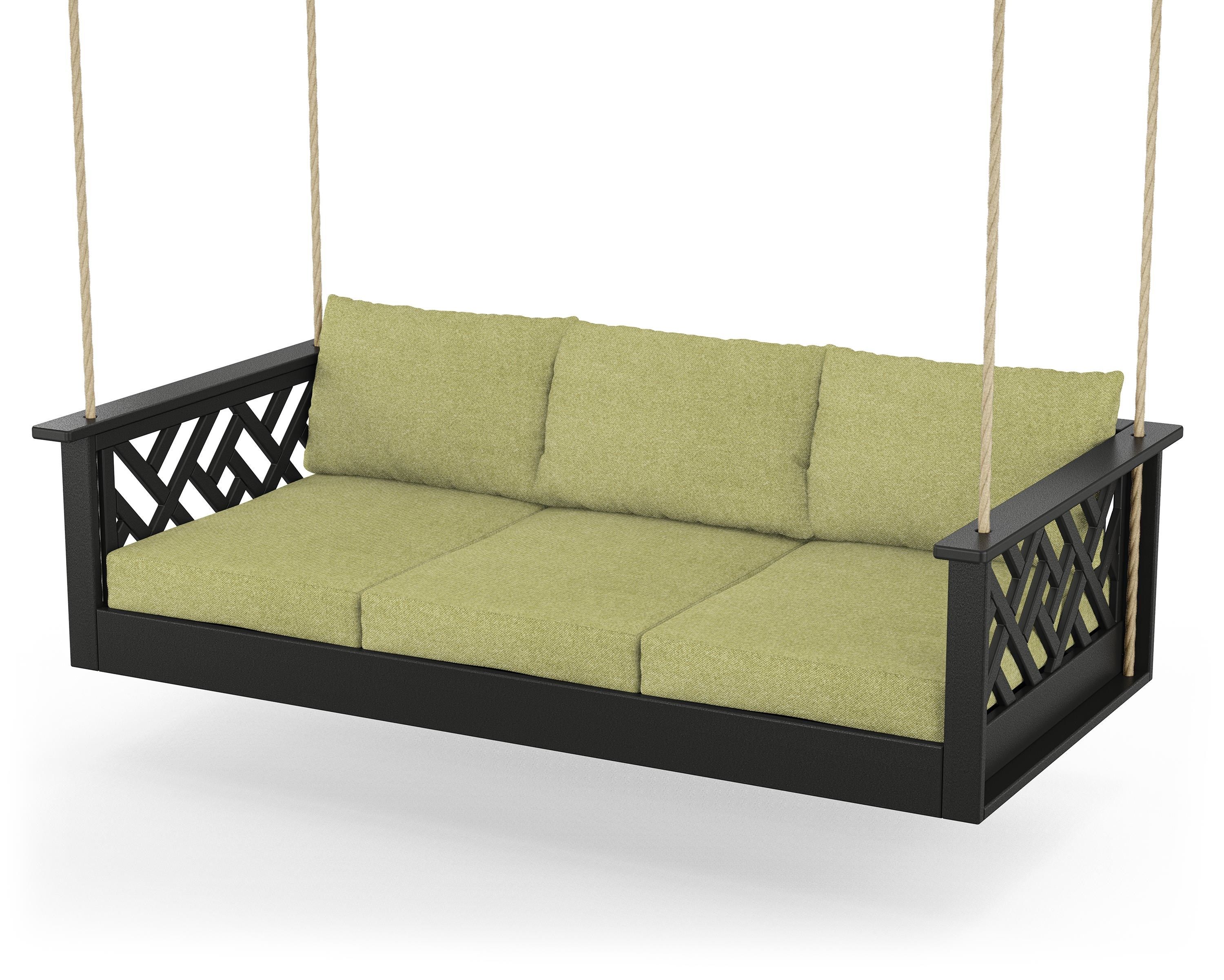 POLYWOOD® Chippendale Daybed Swing in Black / Chartreuse Boucle