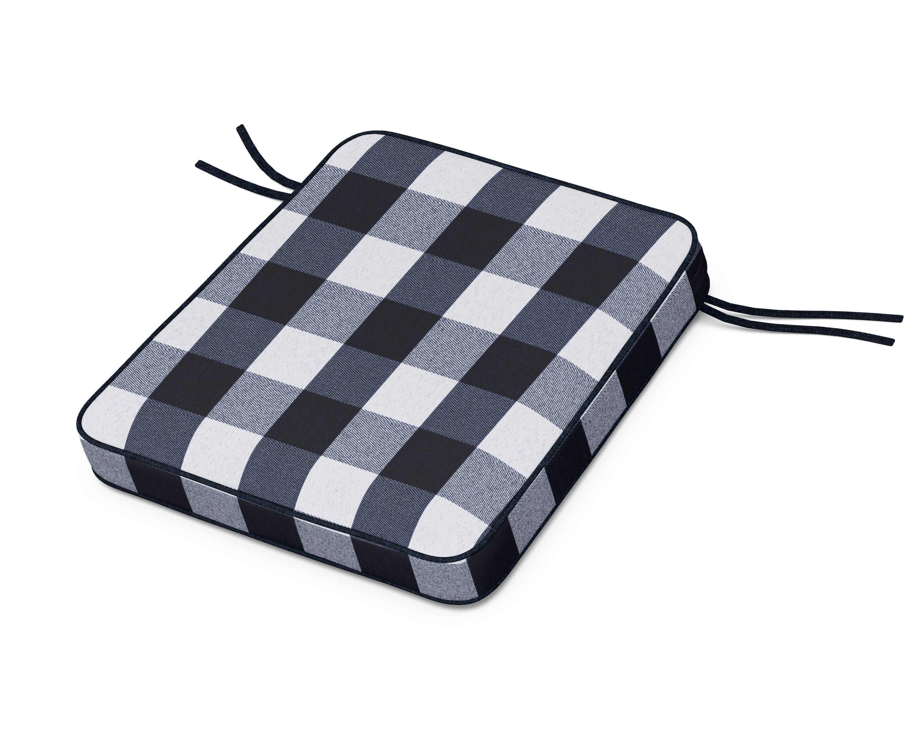 Martha Stewart by POLYWOOD® Chinoiserie Rocker Seat Cushion in Buffalo Plaid Marine Indigo