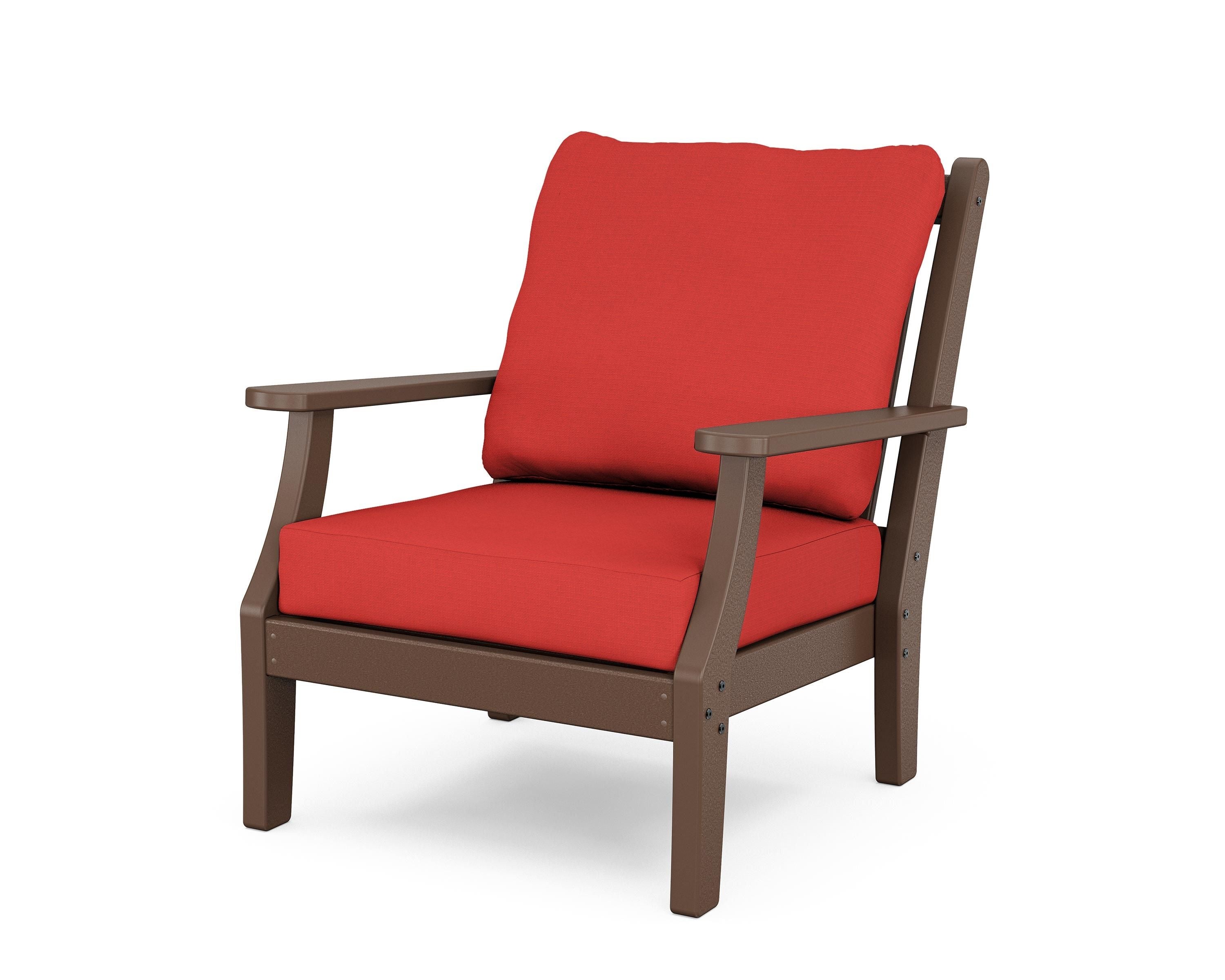 Country Living Wovendale Deep Seating Chair in Mahogany / Crimson Linen
