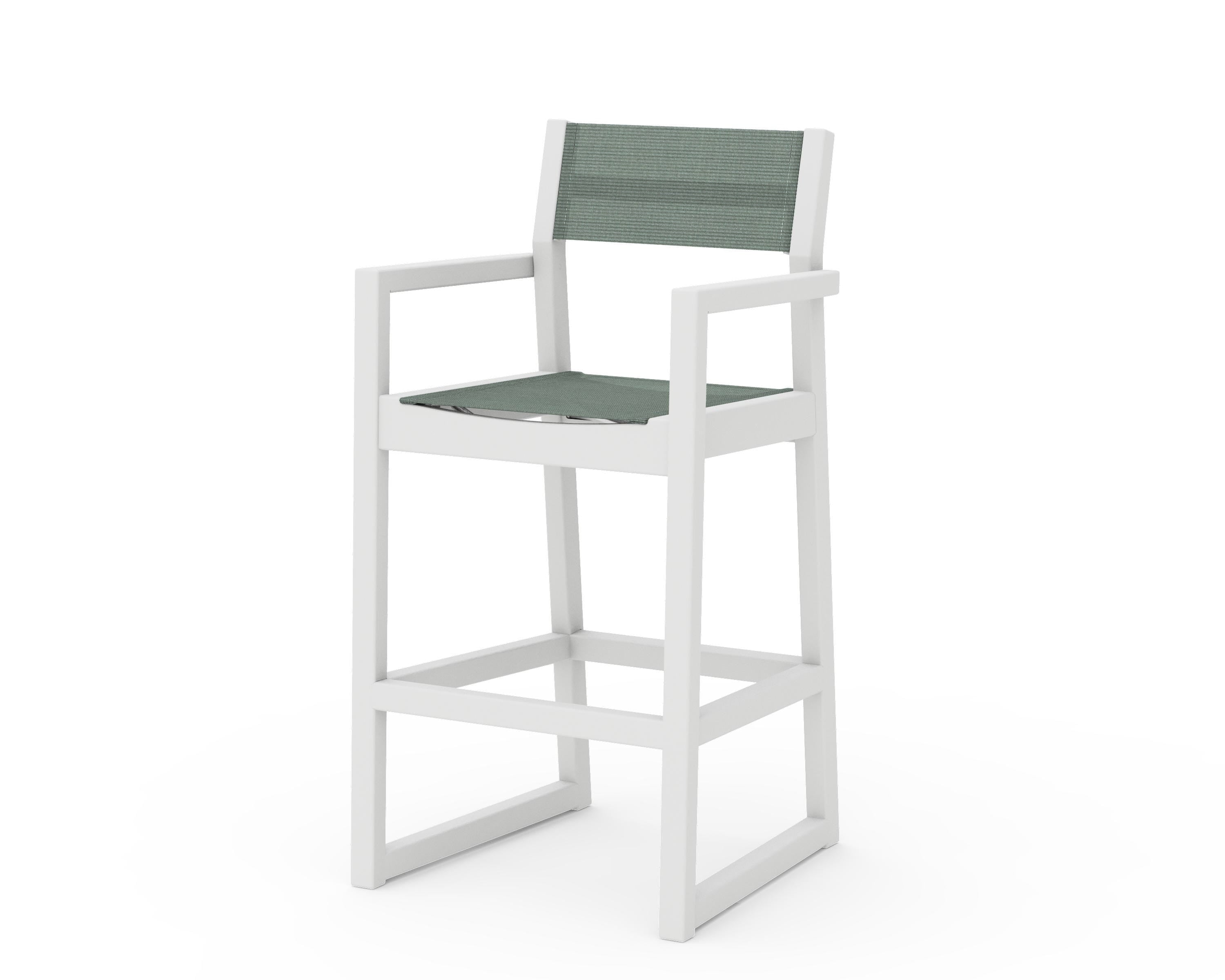 POLYWOOD® EDGE Sling Bar Arm Chair in White / Dupioni Sea Mist Sling