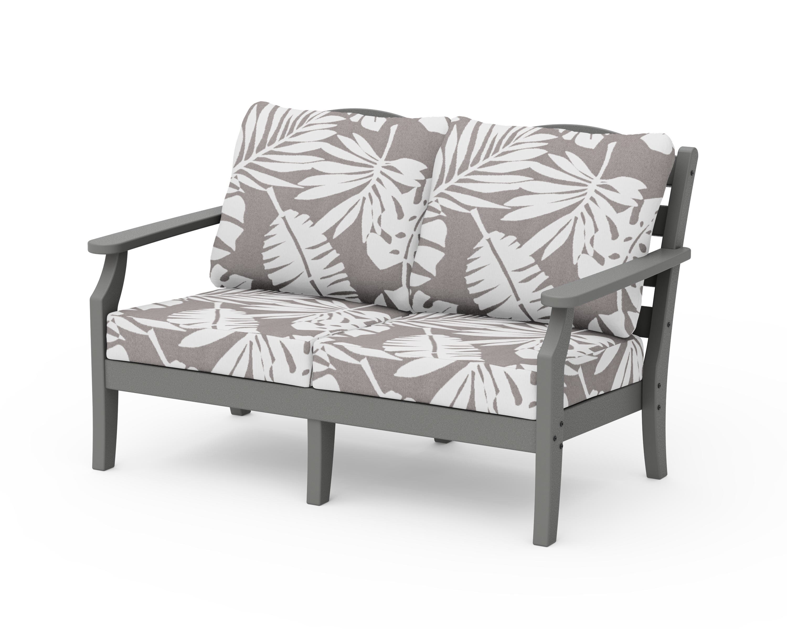 Draper James™ by POLYWOOD® Savannah Deep Seating Loveseat in Slate Grey / Leaf Grey Mist