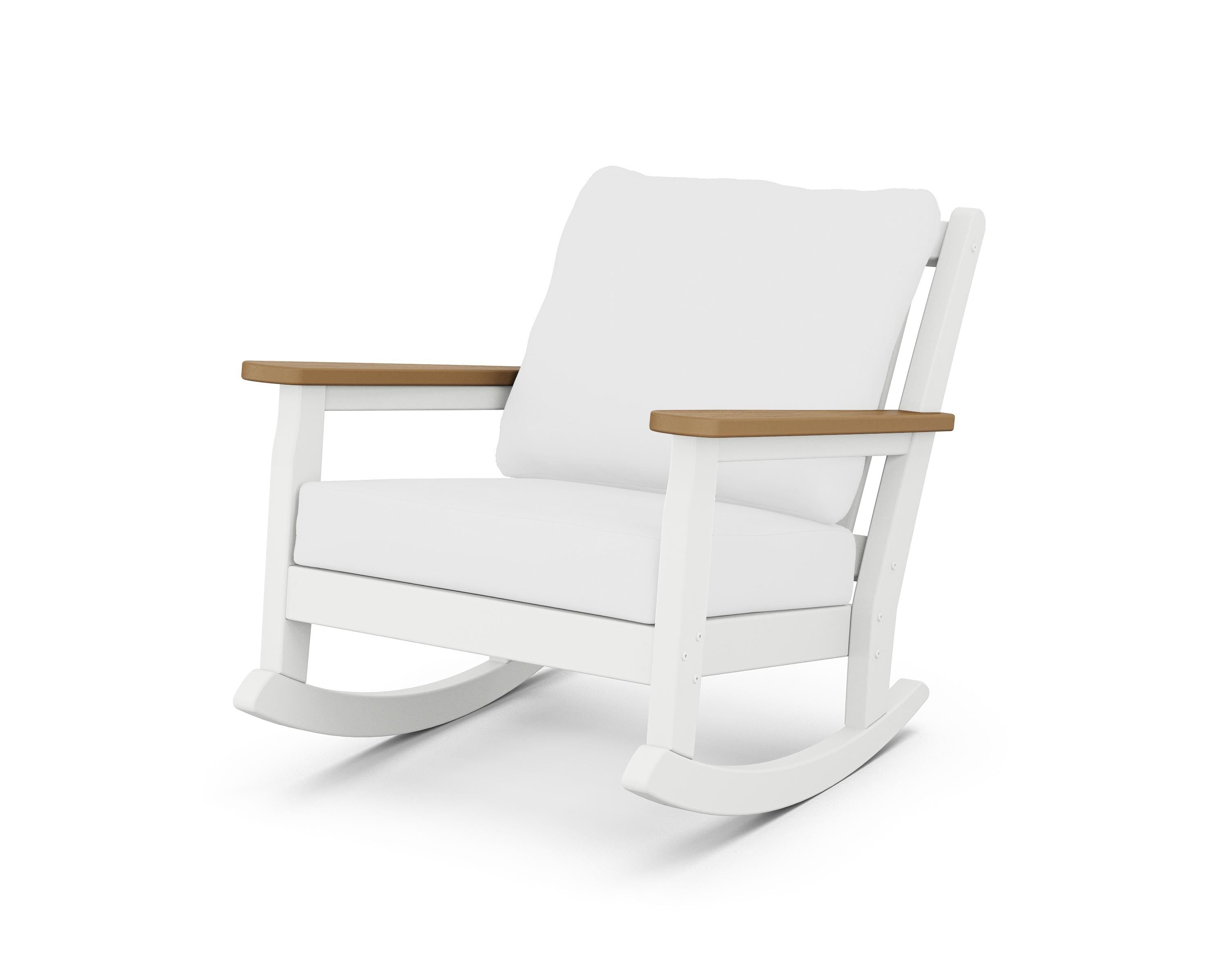 POLYWOOD® Chippendale Deep Seating Rocking Chair in White / Natural / Natural