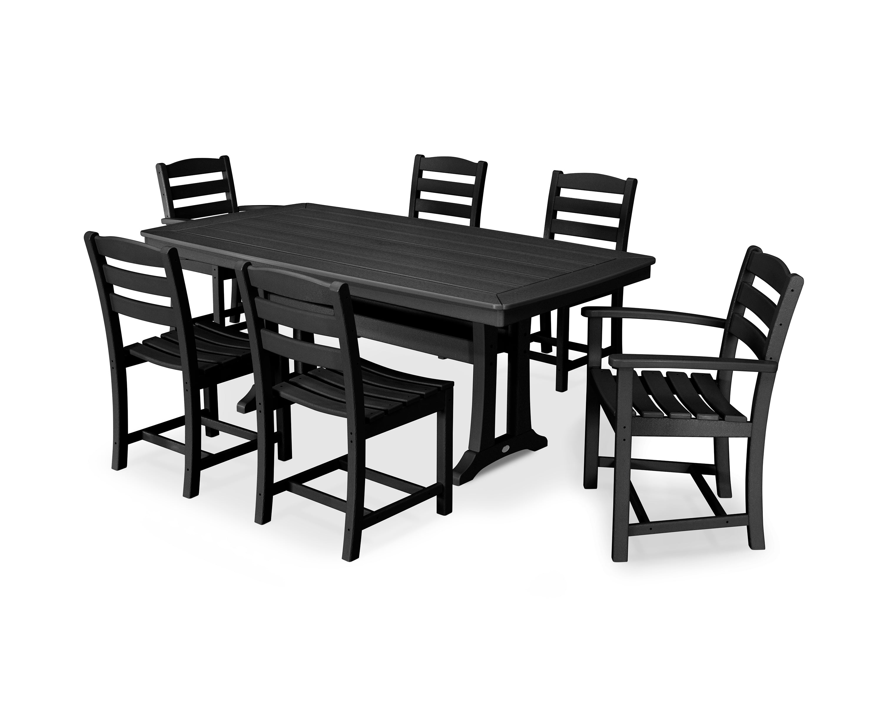 POLYWOOD® La Casa Café 7-Piece Dining Set with Trestle Legs in Black