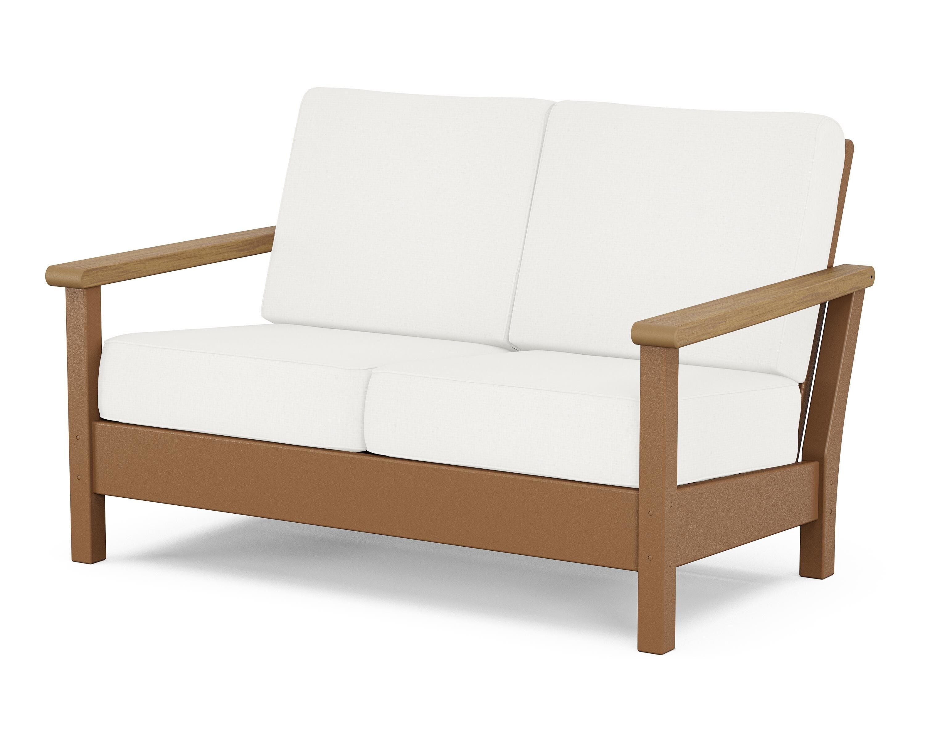 POLYWOOD® Harbour Deep Seating Loveseat in Teak / Natural / Natural Linen