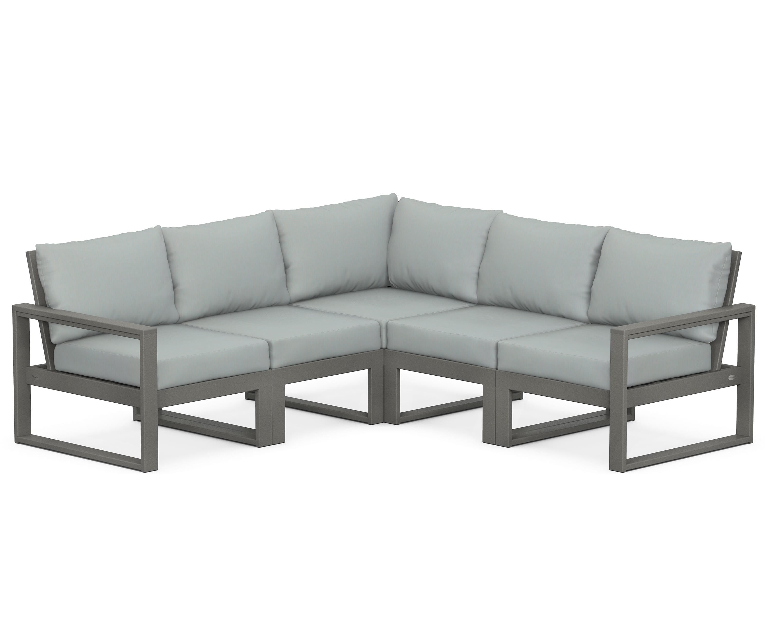 POLYWOOD® EDGE 5-Piece Modular Deep Seating Set in Slate Grey / Spa