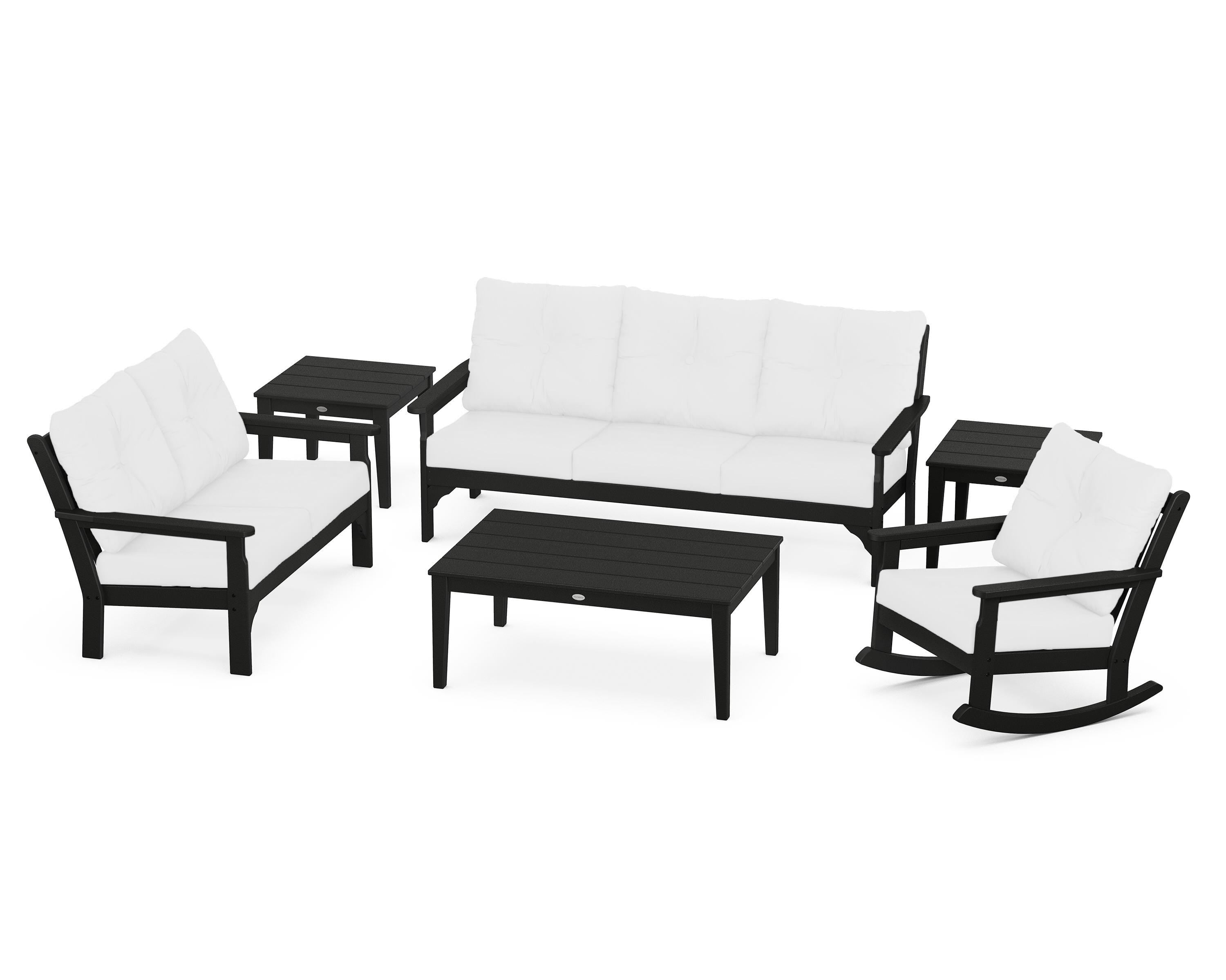 POLYWOOD® Vineyard 6-Piece Deep Seating Set in Black / Natural