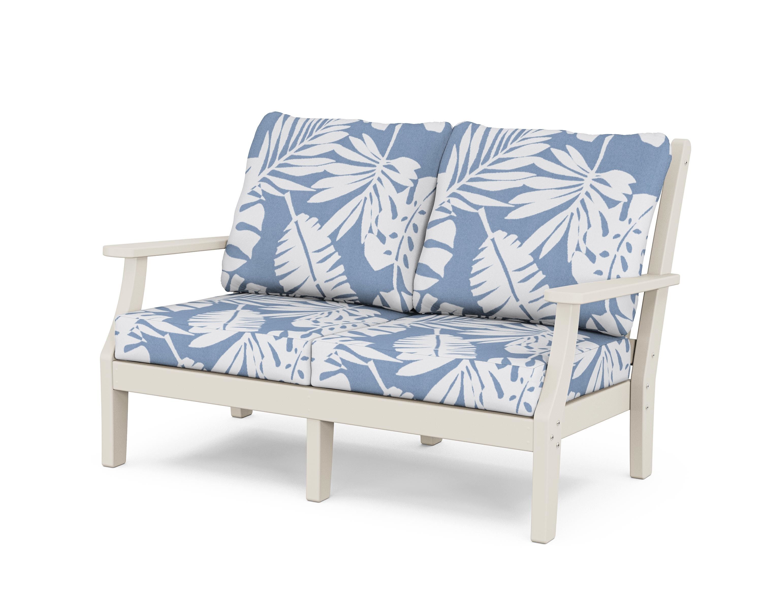 Country Living Wovendale Deep Seating Loveseat in Sand / Leaf Sky Blue