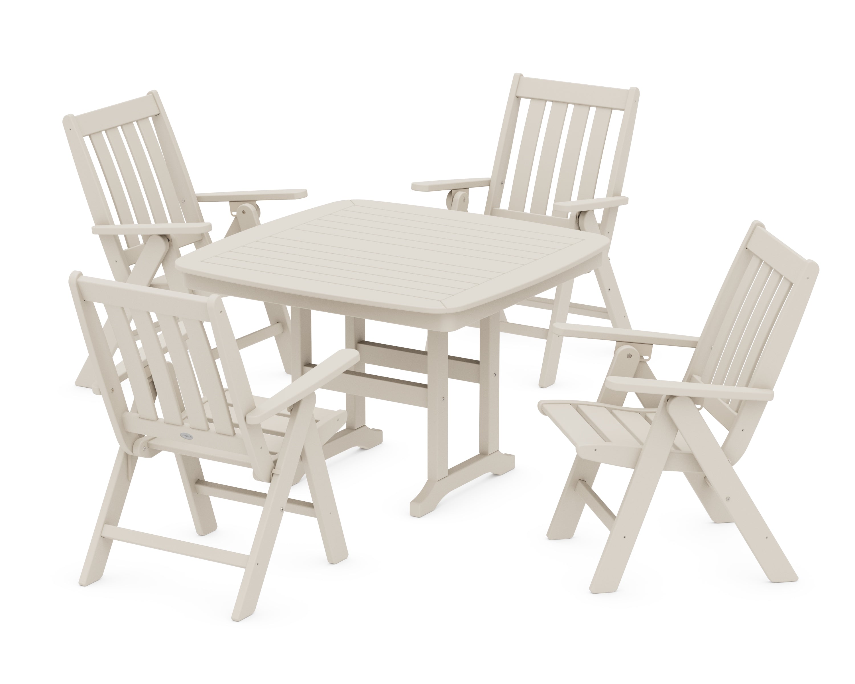 POLYWOOD® Vineyard Folding Chair 5-Piece Dining Set in Sand